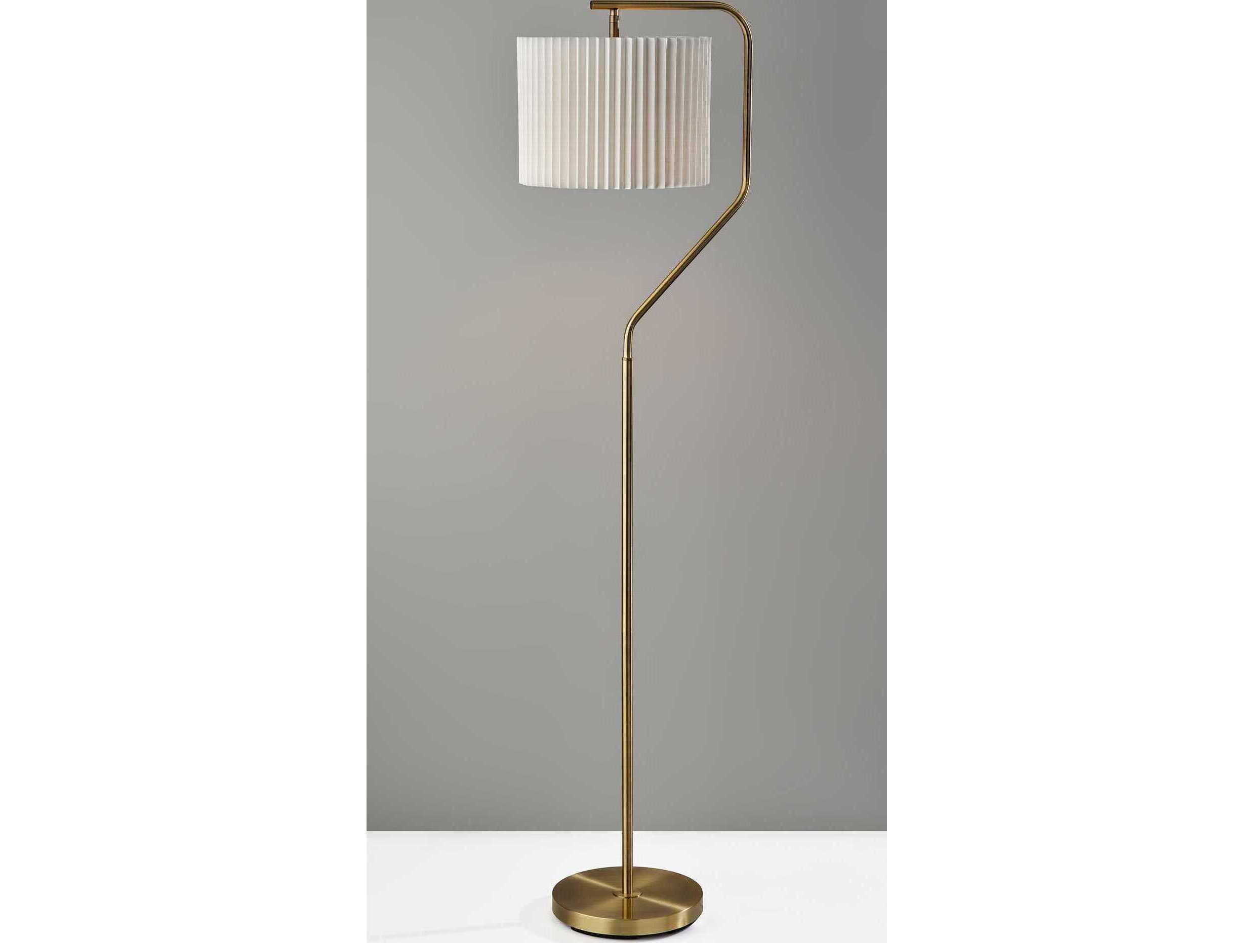 Adesso Evan Antique Brass Floor Lamp