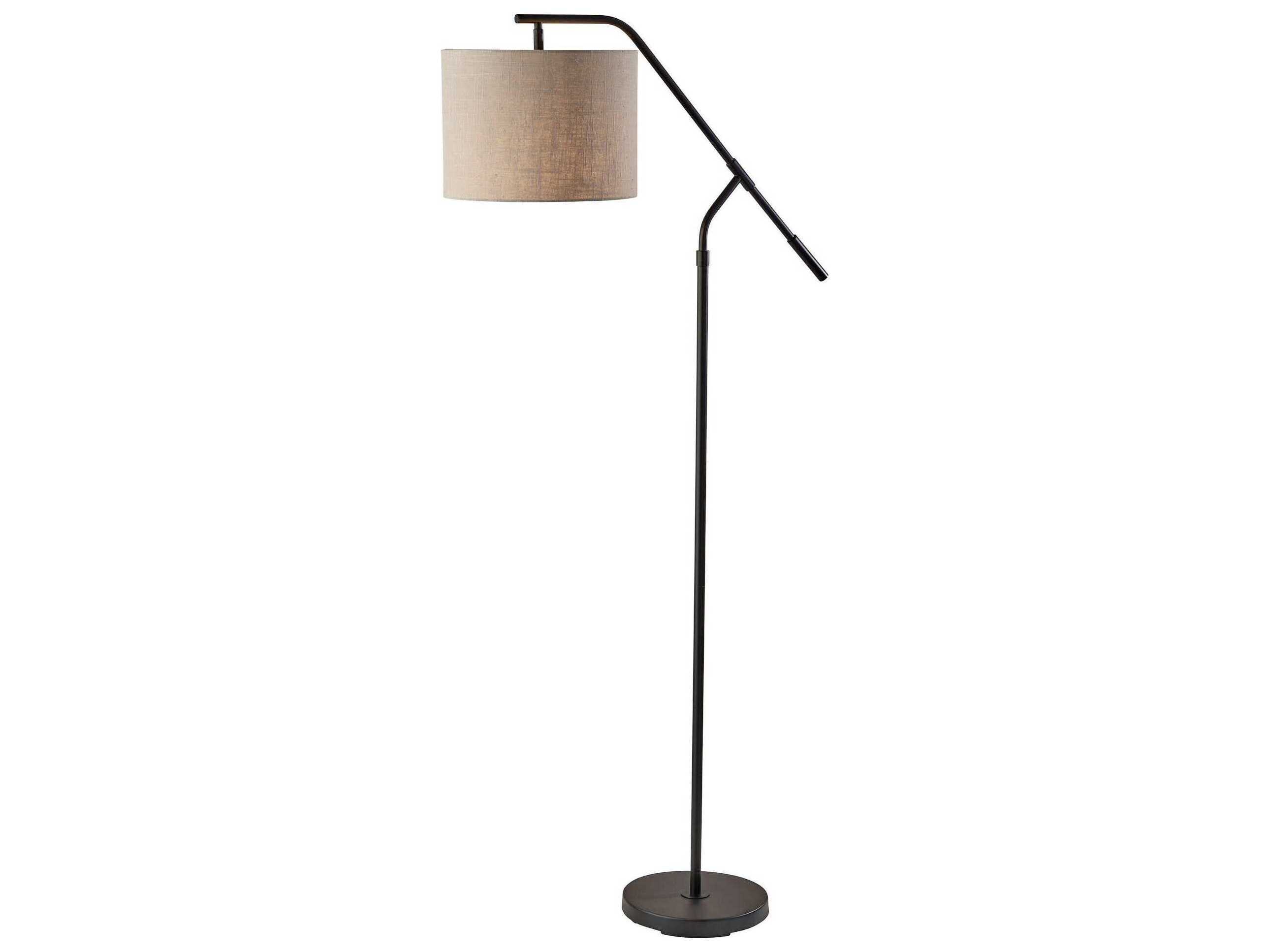 Adesso Milo Black Textured Light Brown Fabric Floor Lamp