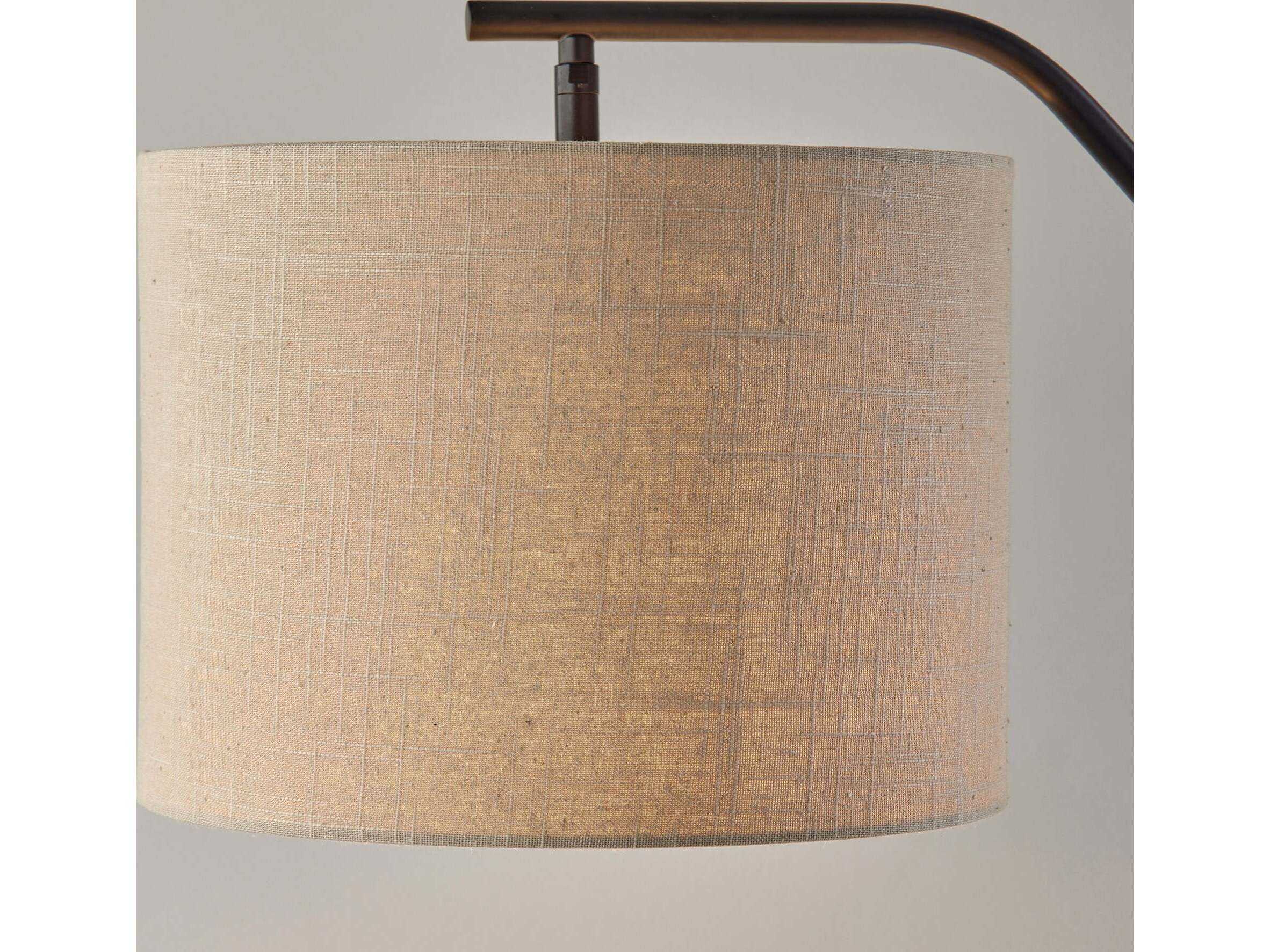 Adesso Milo Black Textured Light Brown Fabric Floor Lamp
