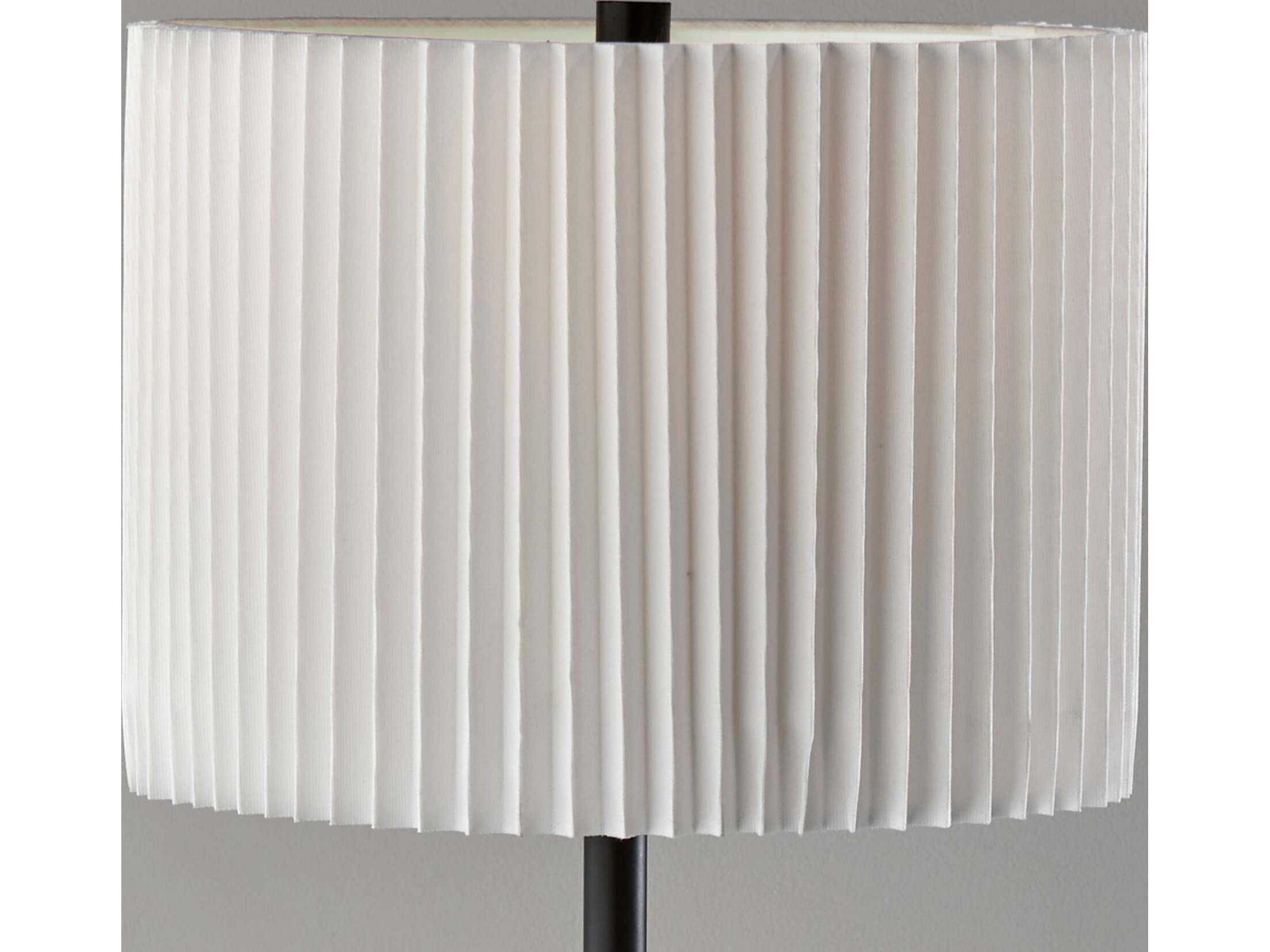 Adesso Eli Black White Pleated Fabric Floor Lamp
