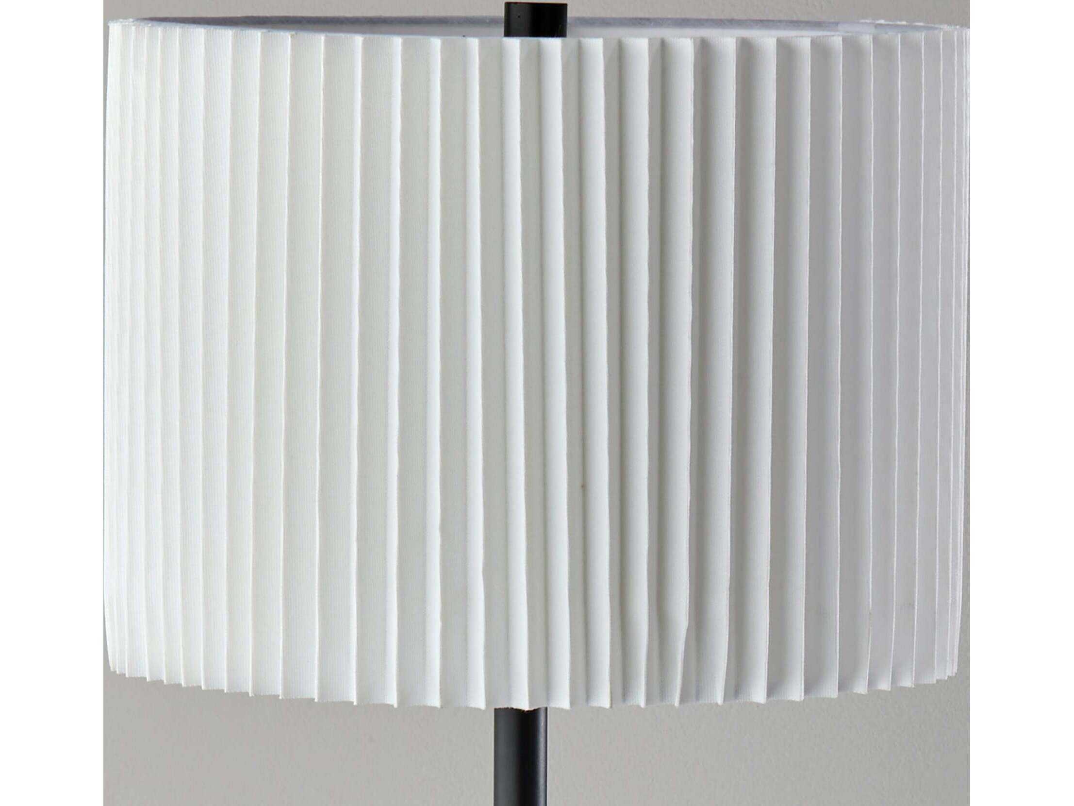 Adesso Eli Black White Pleated Fabric Floor Lamp