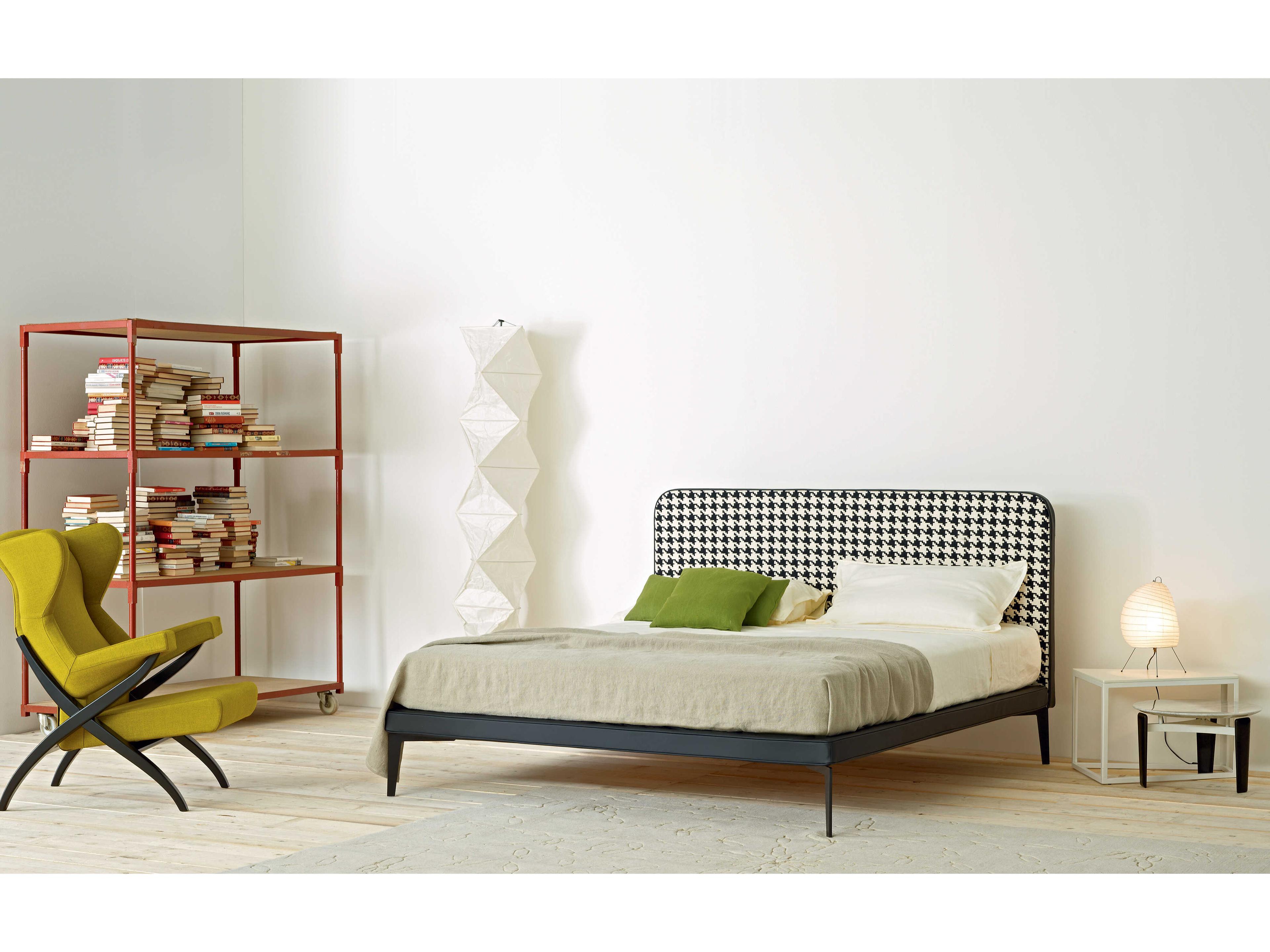 Arflex Suite Black Poplar Wood Upholstered King Platform Bed