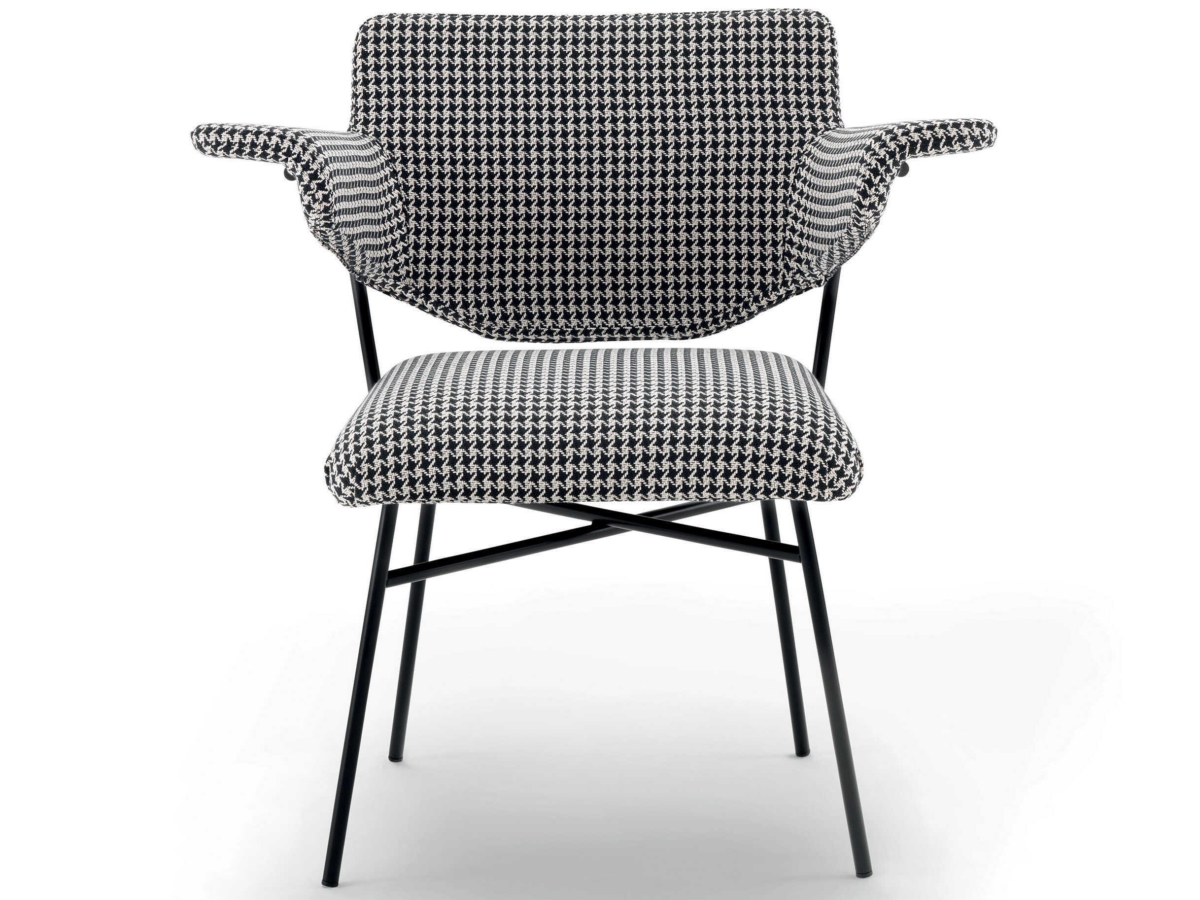 Arflex Neptunia Black Upholstered Arm Dining Chair