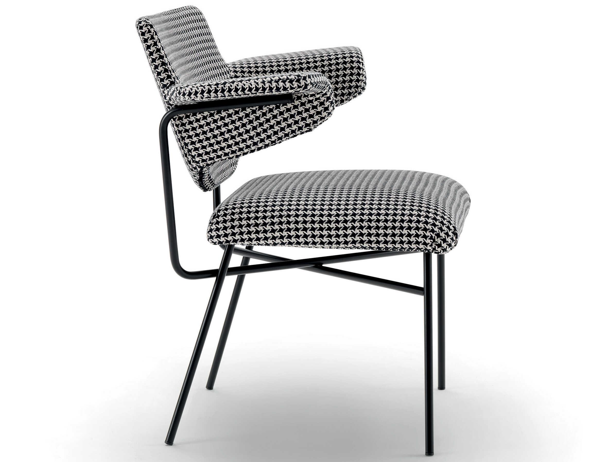 Arflex Neptunia Black Upholstered Arm Dining Chair