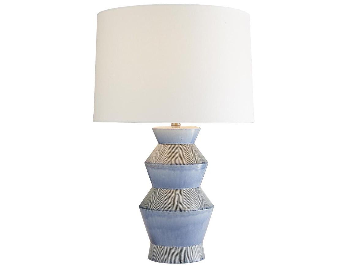 Arteriors Home Ogden Provincial Blue White Linen Buffet Lamp