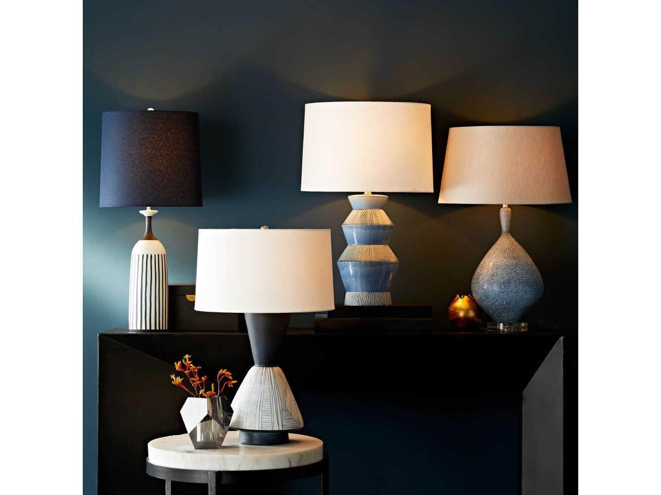 Arteriors Home Ogden Provincial Blue White Linen Buffet Lamp