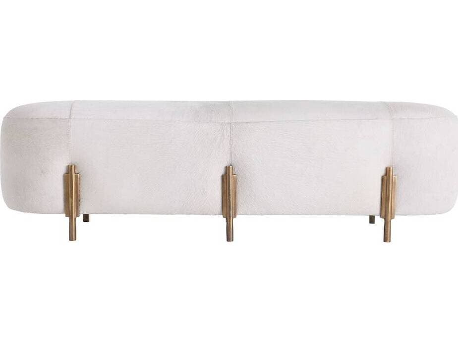 Arteriors Home Justin White Antique Brass Upholstered Accent Bench