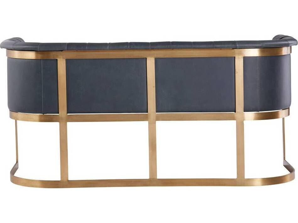 Arteriors Home Tatum Storm Antique Brass Blue Leather Accent Bench