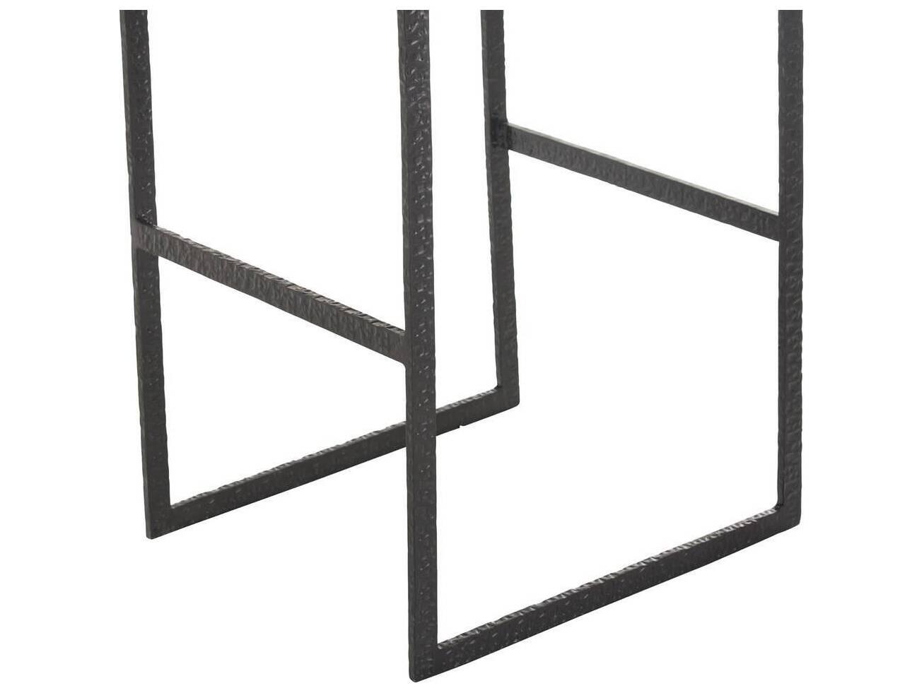 Arteriors Home Marmont Ore Blackened Iron Leather Oak Wood Bar Stool