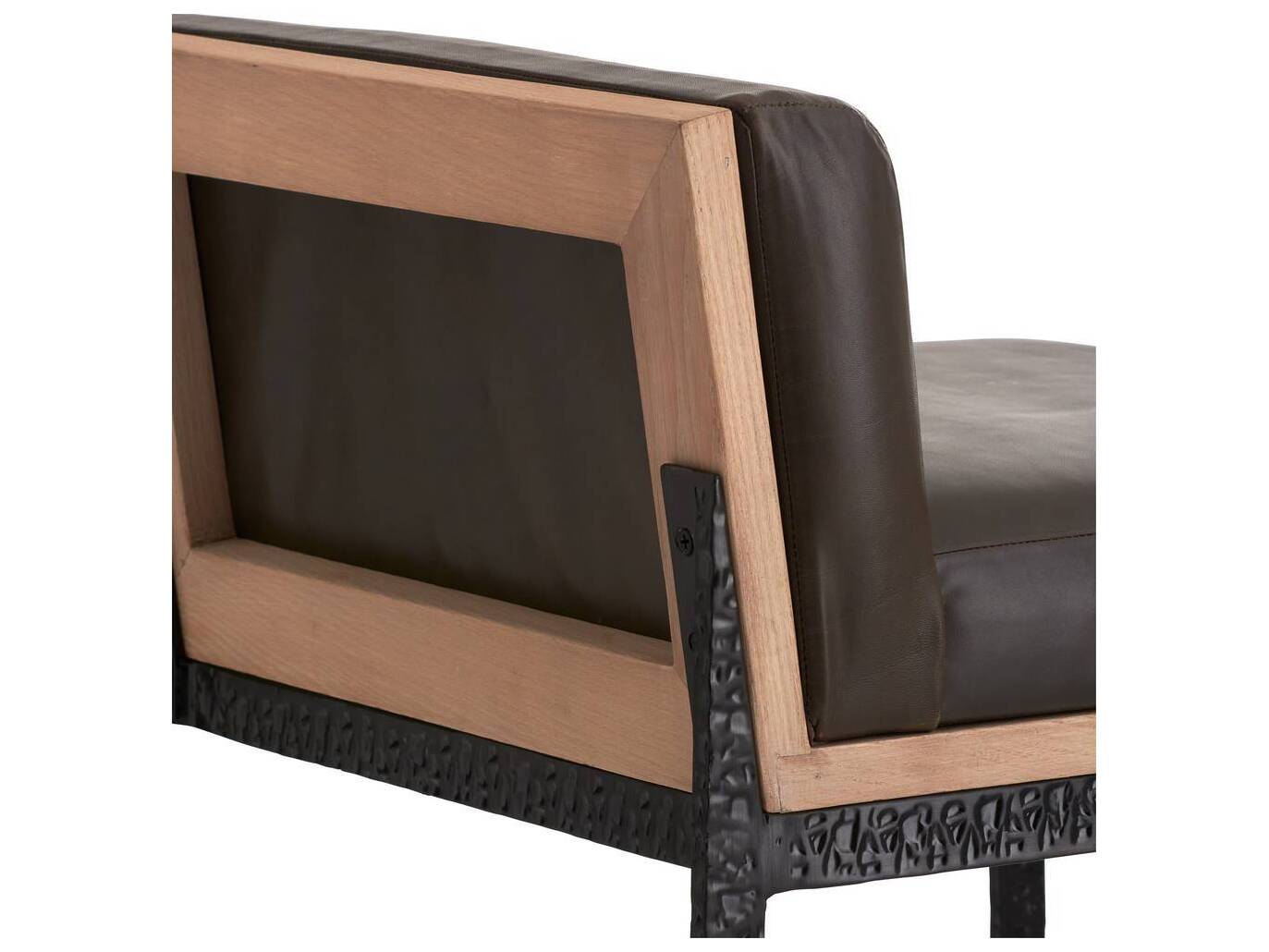 Arteriors Home Marmont Ore Blackened Iron Leather Oak Wood Counter Stool