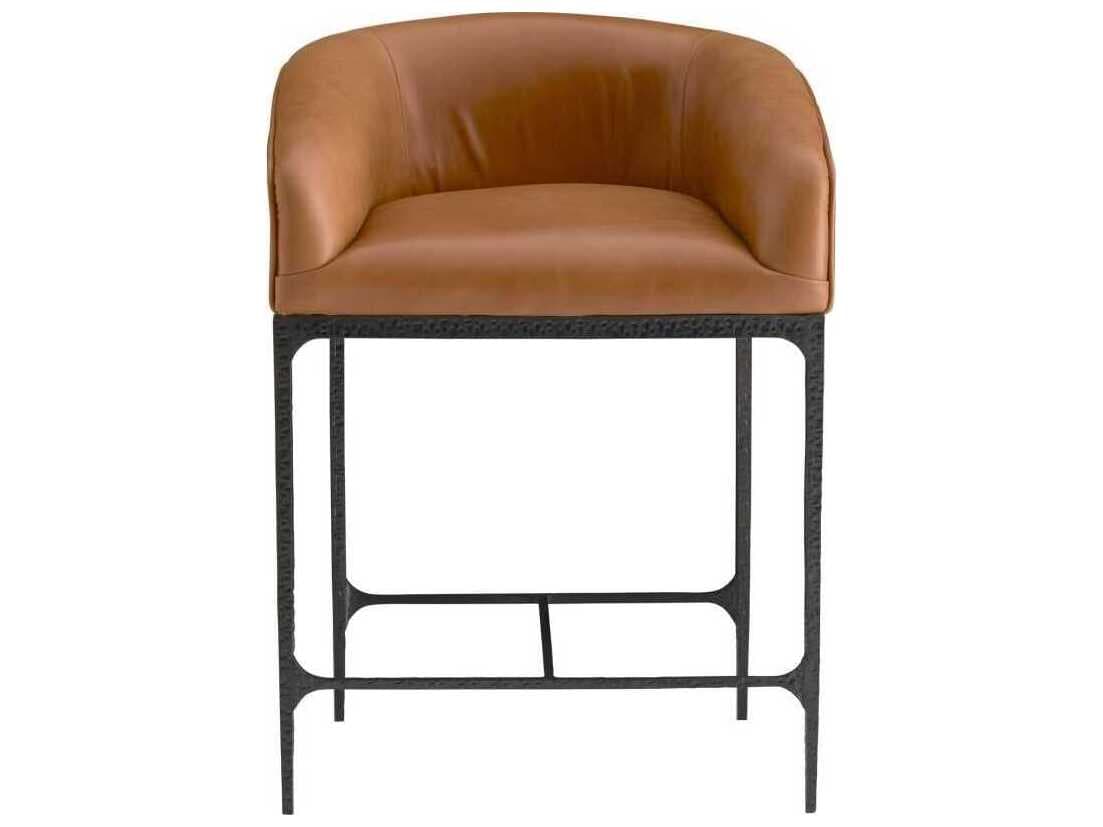 Arteriors Home Osbourne Russet Blackened Iron Leather Counter Stool