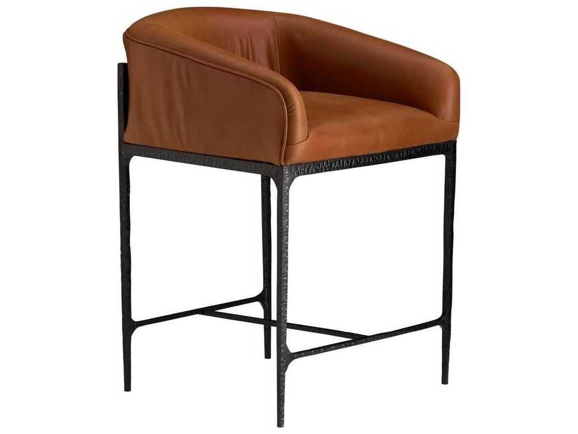 Arteriors Home Osbourne Russet Blackened Iron Leather Counter Stool