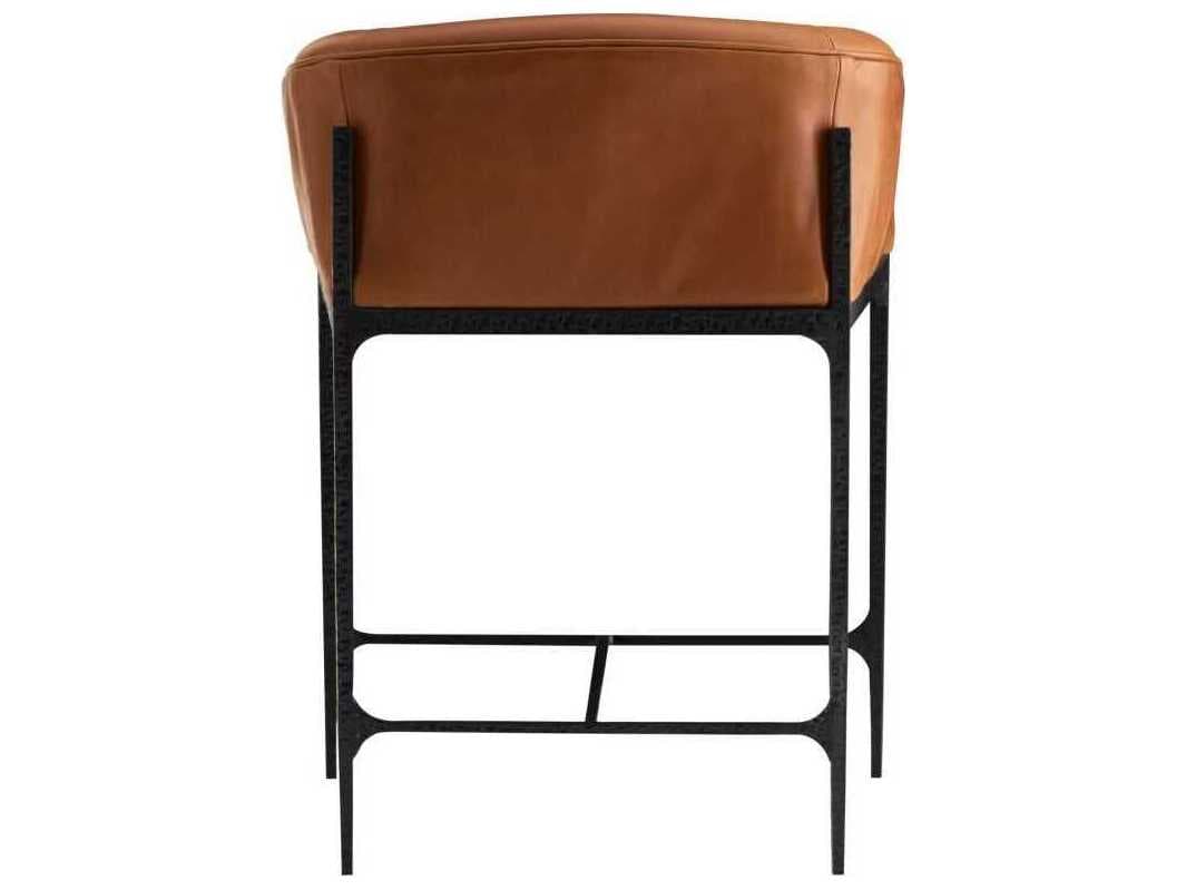 Arteriors Home Osbourne Russet Blackened Iron Leather Counter Stool