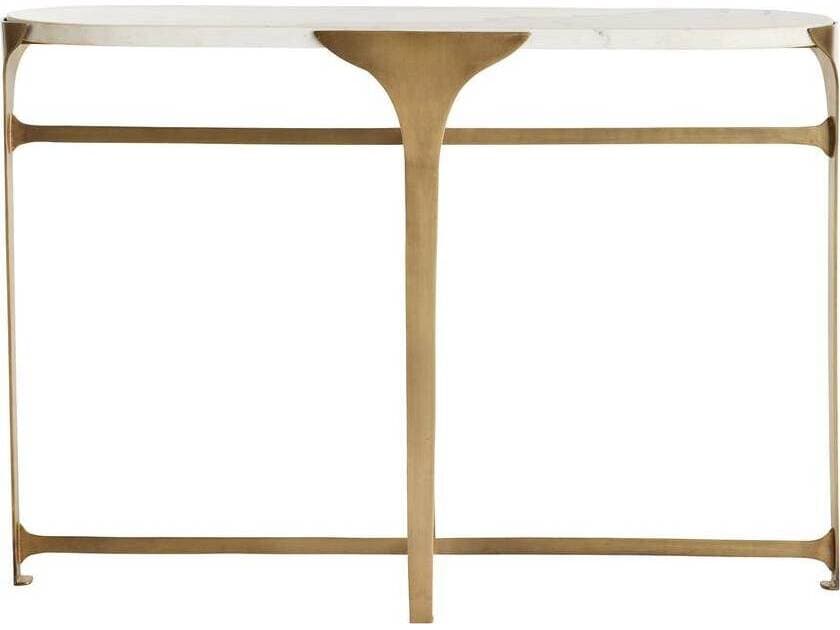 Arteriors Home Janine Oval Marble Antique Brass Console Table