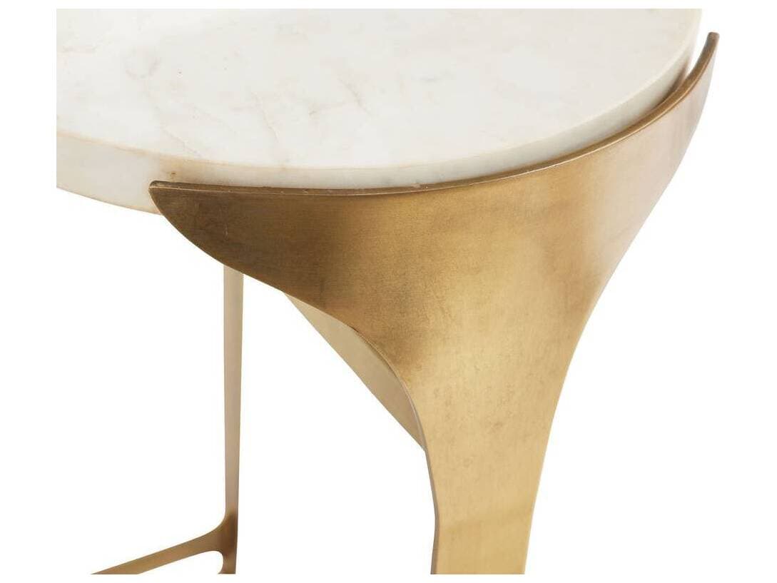 Arteriors Home Janine Oval Marble Antique Brass Console Table