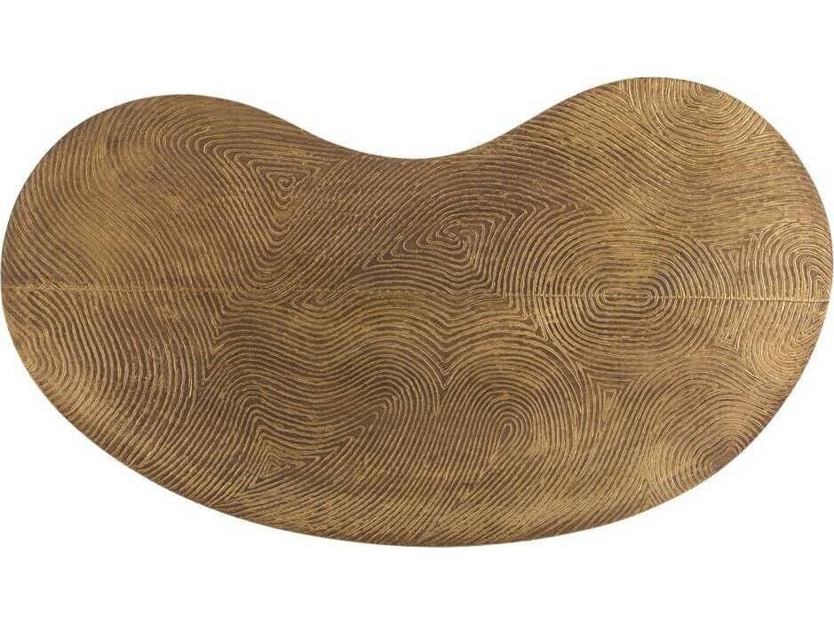 Arteriors Home Sloan Wood Natural Iron Embossed Brass Clad Top Coffee Table