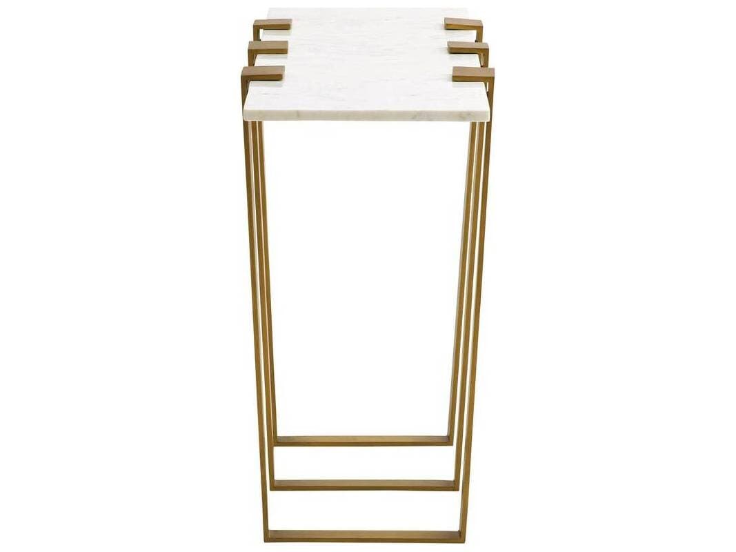 Arteriors Home Octavia Rectangular Marble Antique Brass Console Table