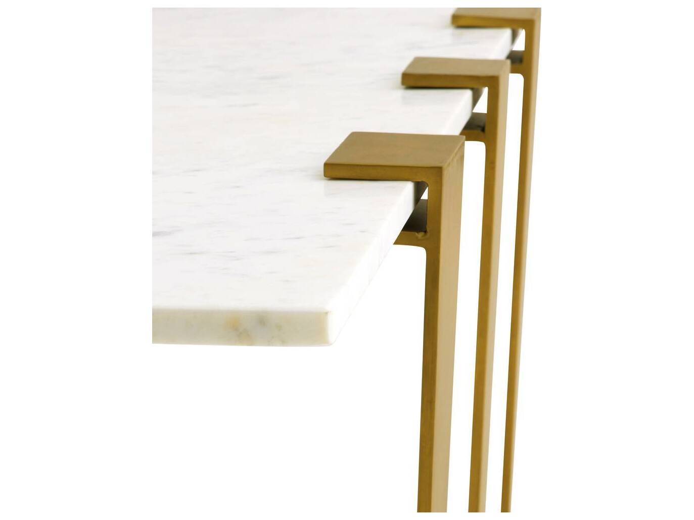 Arteriors Home Octavia Rectangular Marble Antique Brass Console Table
