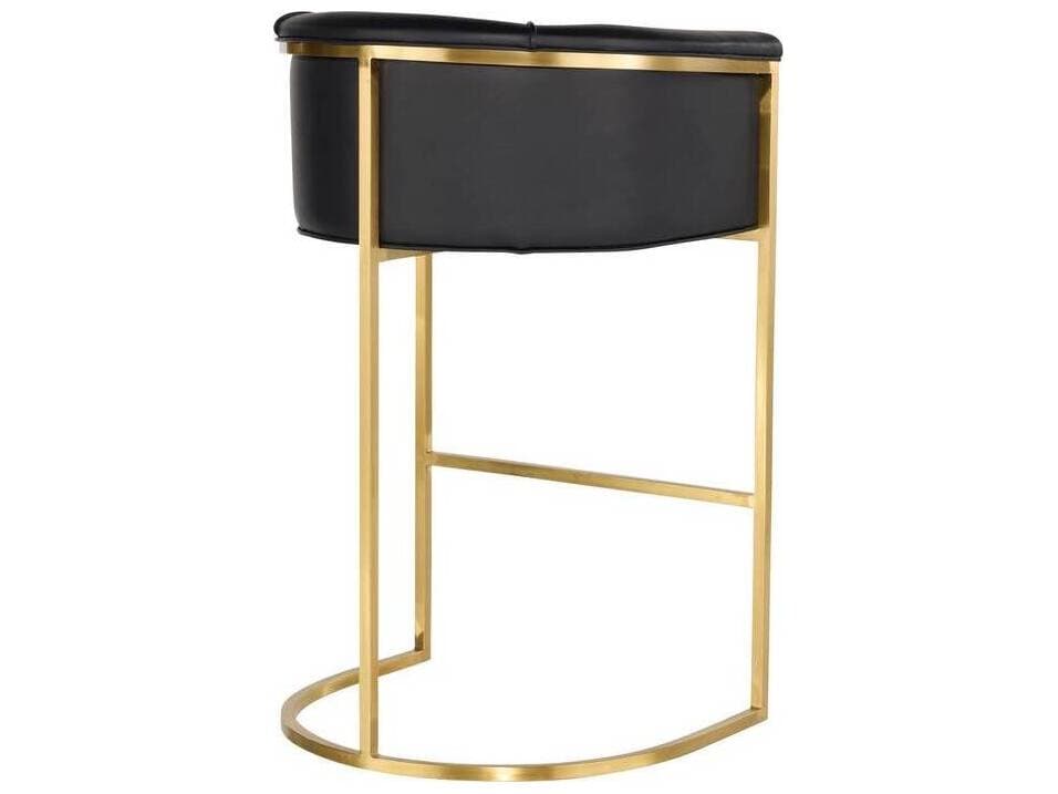 Arteriors Home Calvin  Black Leather Antique Brass Bar Stool