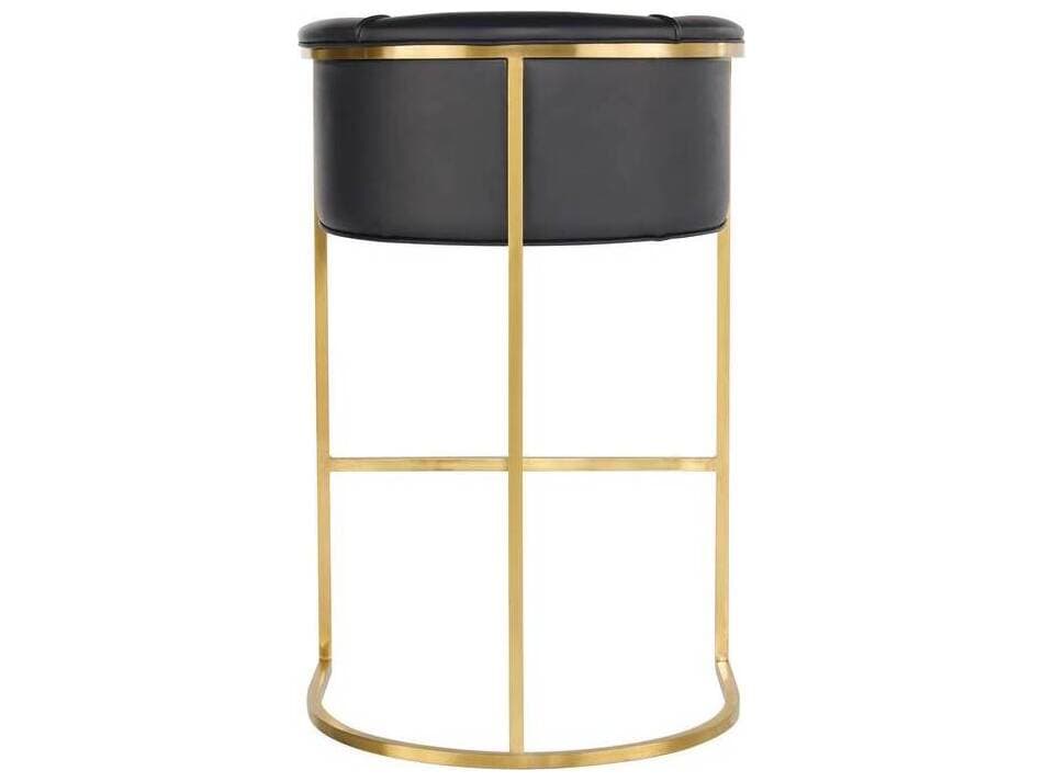 Arteriors Home Calvin  Black Leather Antique Brass Bar Stool
