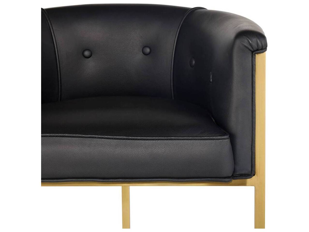 Arteriors Home Calvin  Black Leather Antique Brass Bar Stool