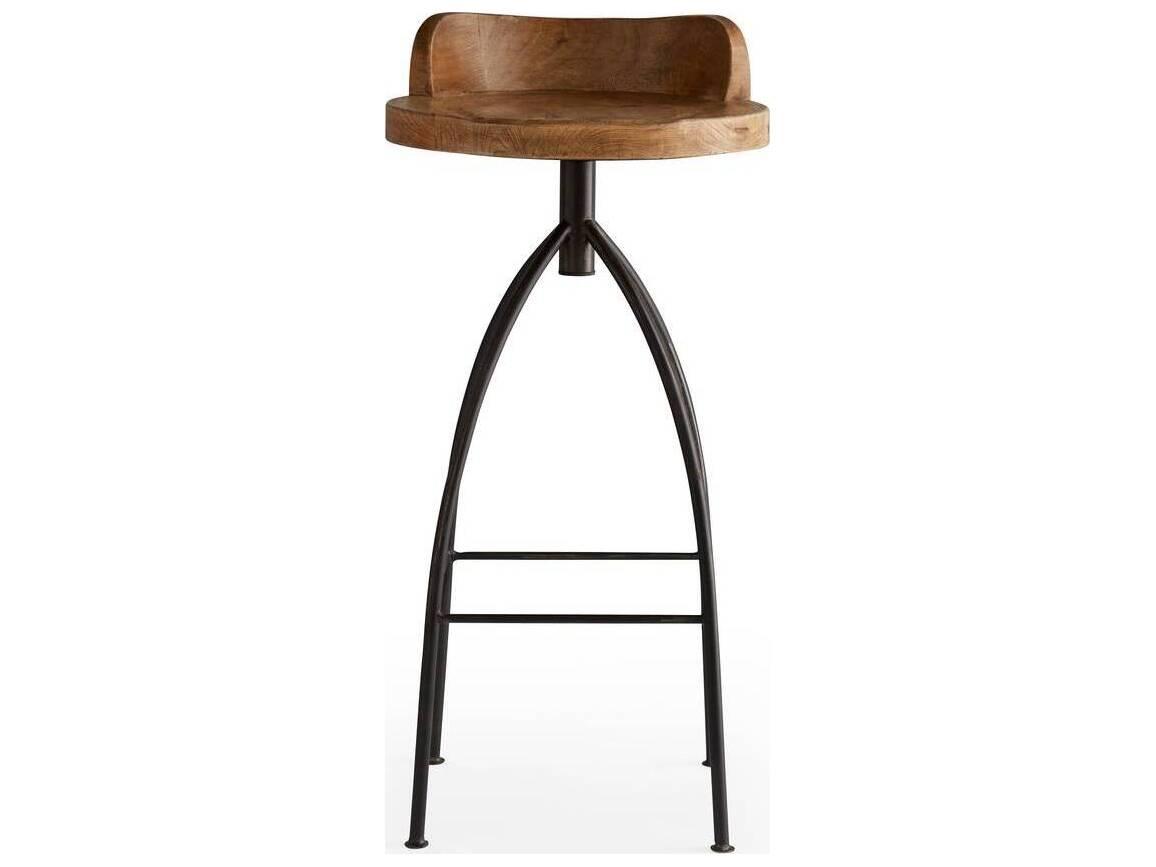 Arteriors Home Hinkley Sandblast Antique Wax Natural Iron Swivel Mango Wood Bar Stool