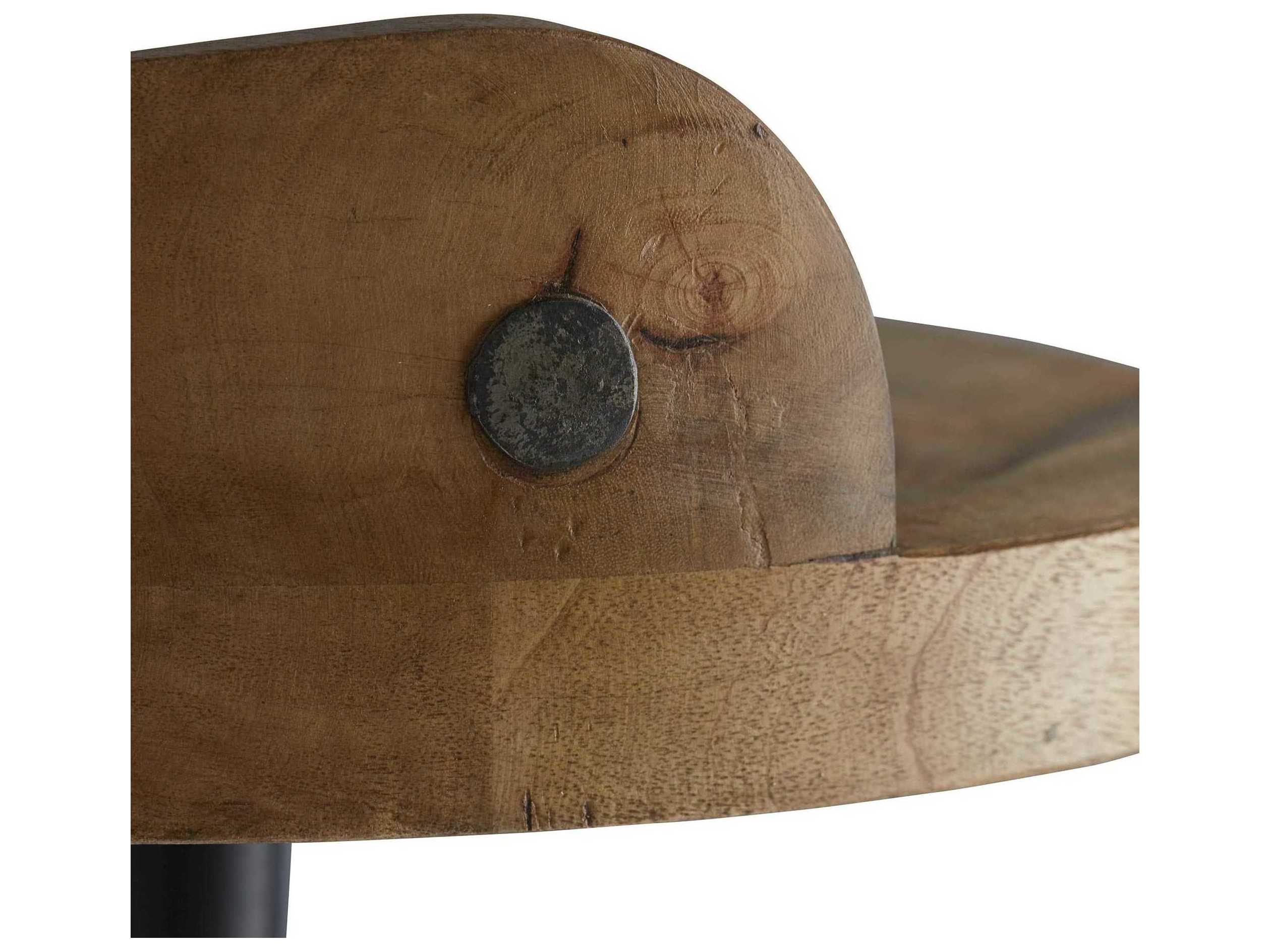 Arteriors Home Hinkley Sandblast Antique Wax Natural Iron Swivel Mango Wood Bar Stool