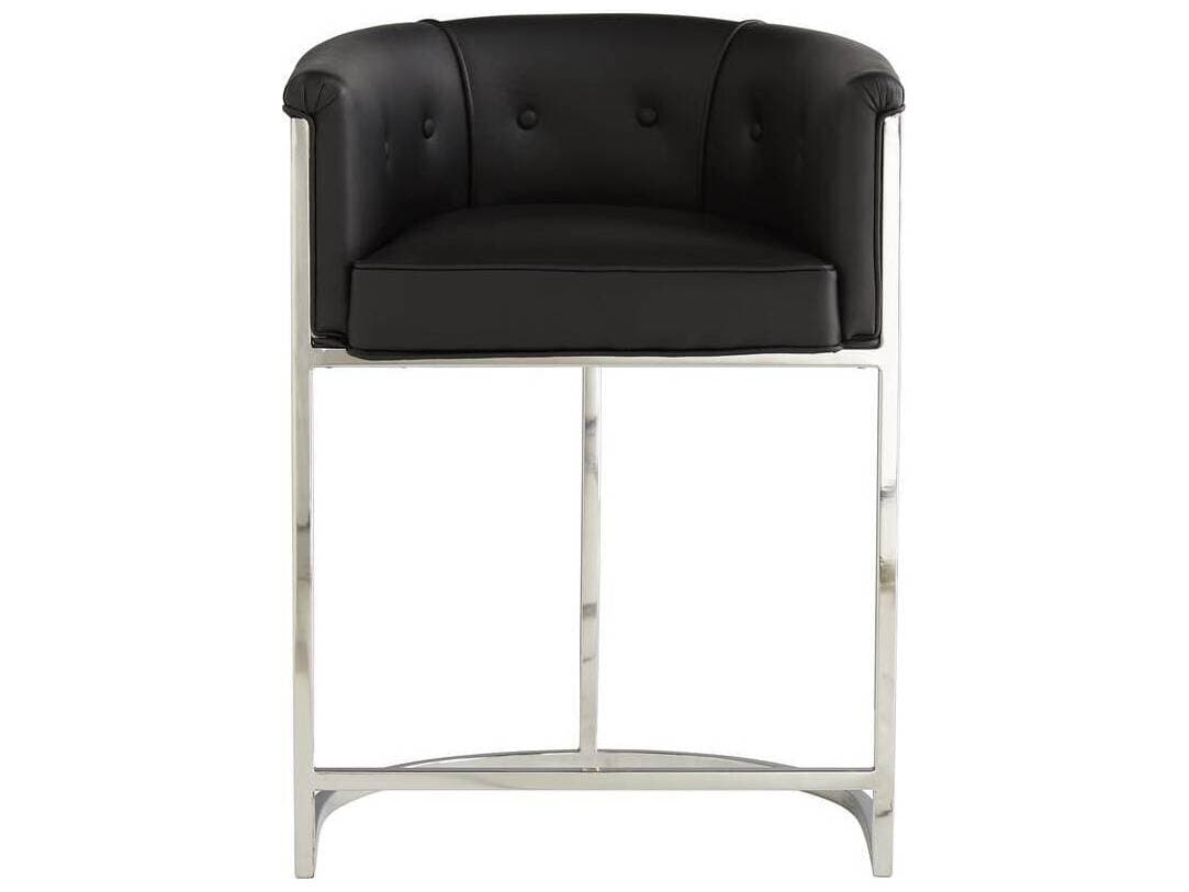 Arteriors Home Calvin Black And White Hide Polished Nickel Leather Counter Stool
