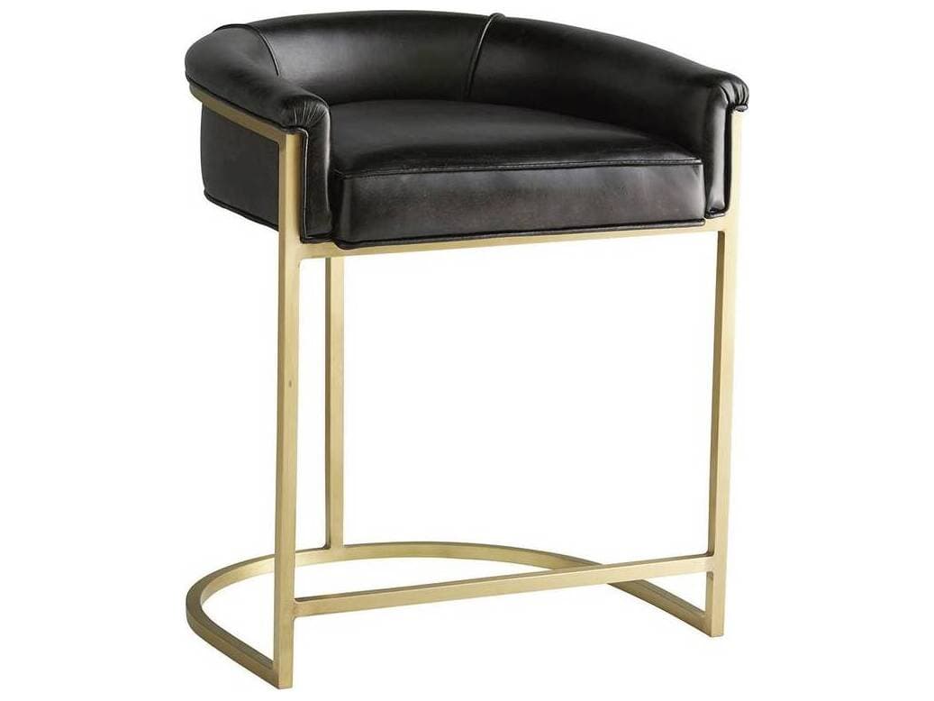Arteriors Home Calvin Brindle Leather Antique Brass Counter Stool