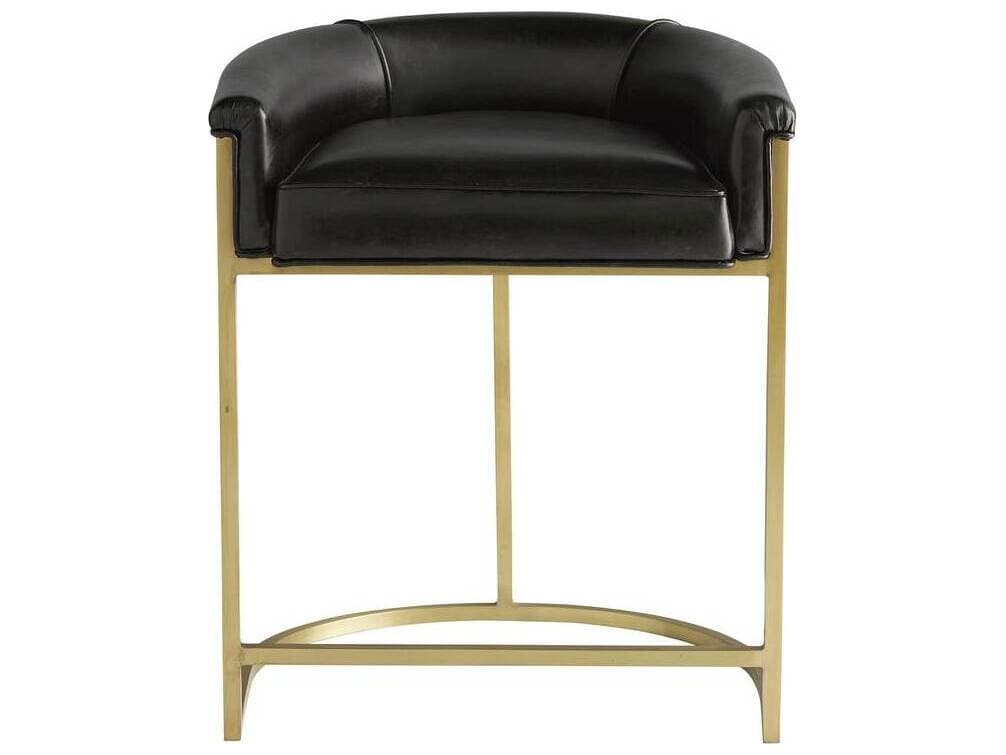Arteriors Home Calvin Brindle Leather Antique Brass Counter Stool
