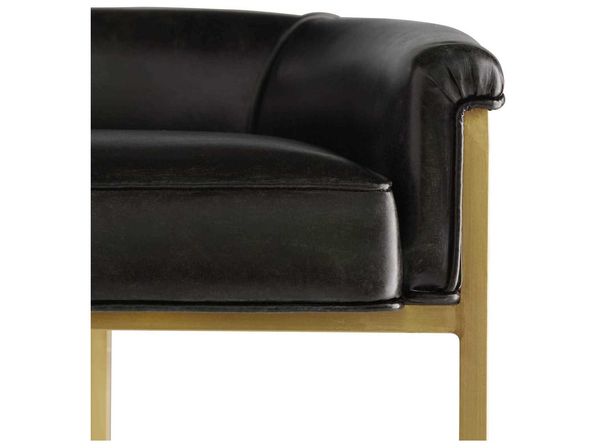 Arteriors Home Calvin Brindle Leather Antique Brass Counter Stool