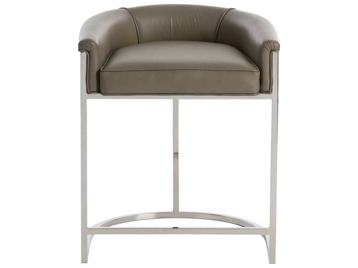 Arteriors Home Calvin Dove Leather Polished Nickel Counter Stool