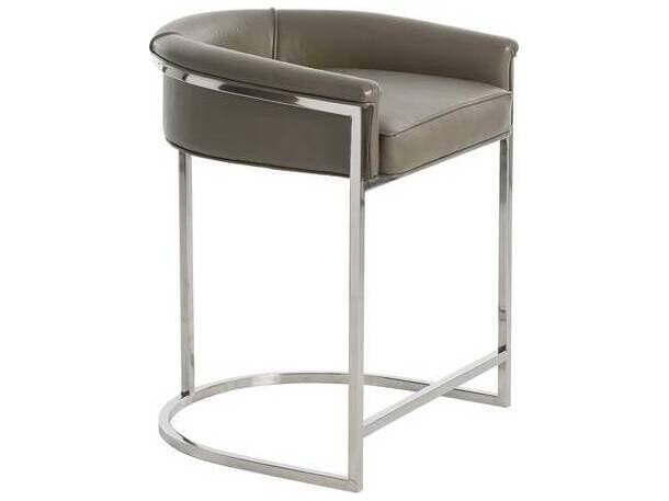 Arteriors Home Calvin Dove Leather Polished Nickel Counter Stool