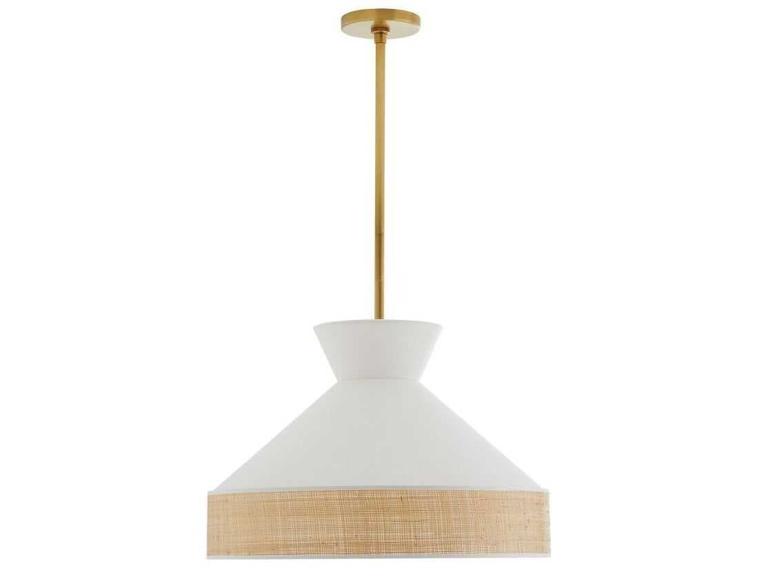 Arteriors Home Malena 1-Light Antique Brass White Pendant