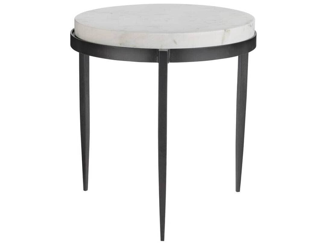 Arteriors Home Kelsie  Round Marble Blackened Iron End Table