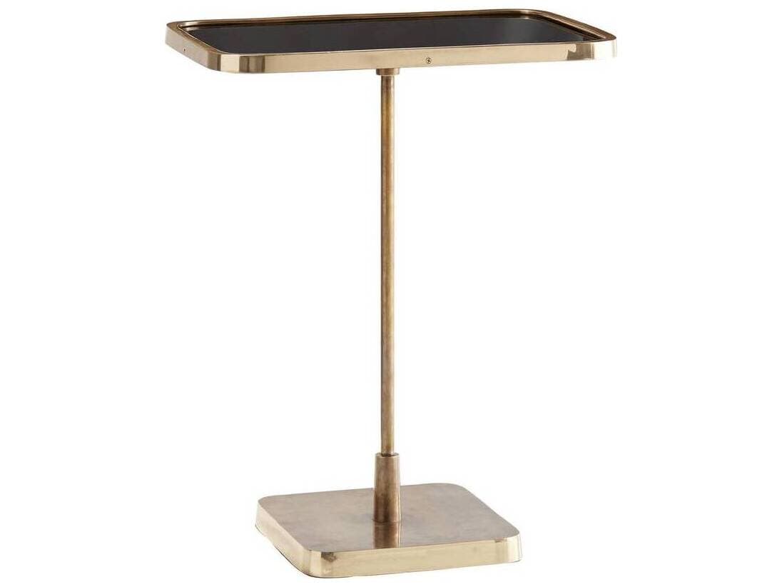 Arteriors Home Kaela Rectangular Glass Vintage Brass End Table