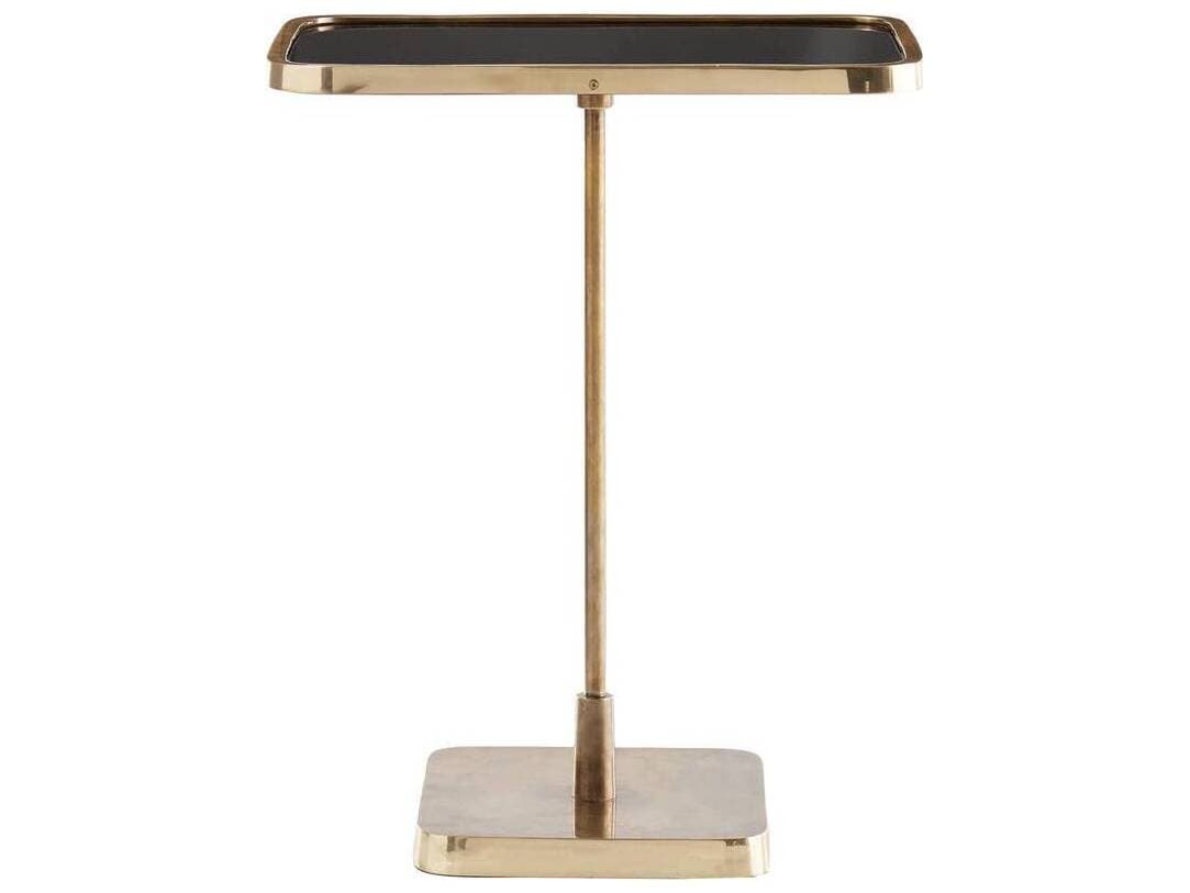 Arteriors Home Kaela Rectangular Glass Vintage Brass End Table