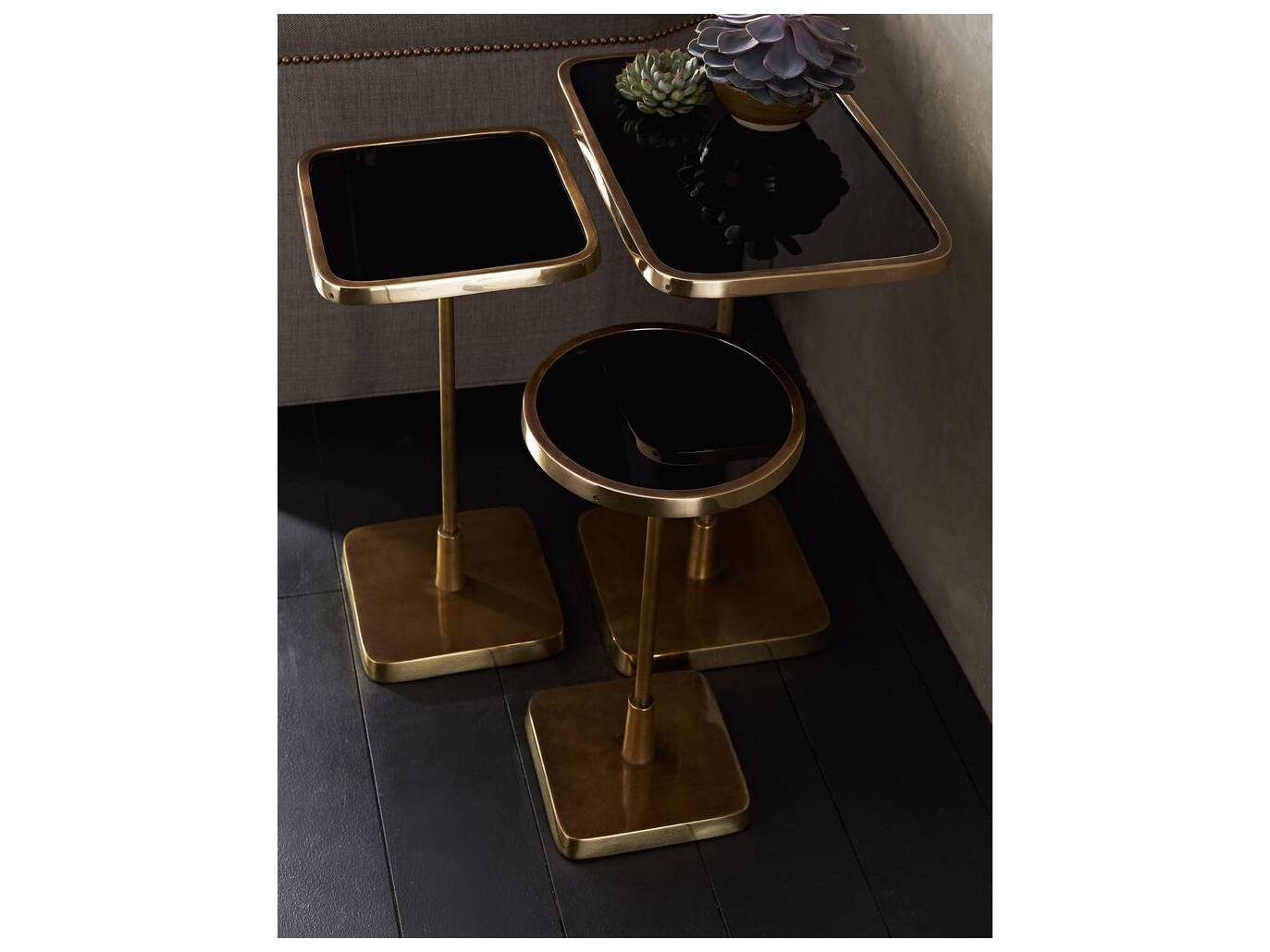 Arteriors Home Kaela Square Glass Vintage Brass End Table