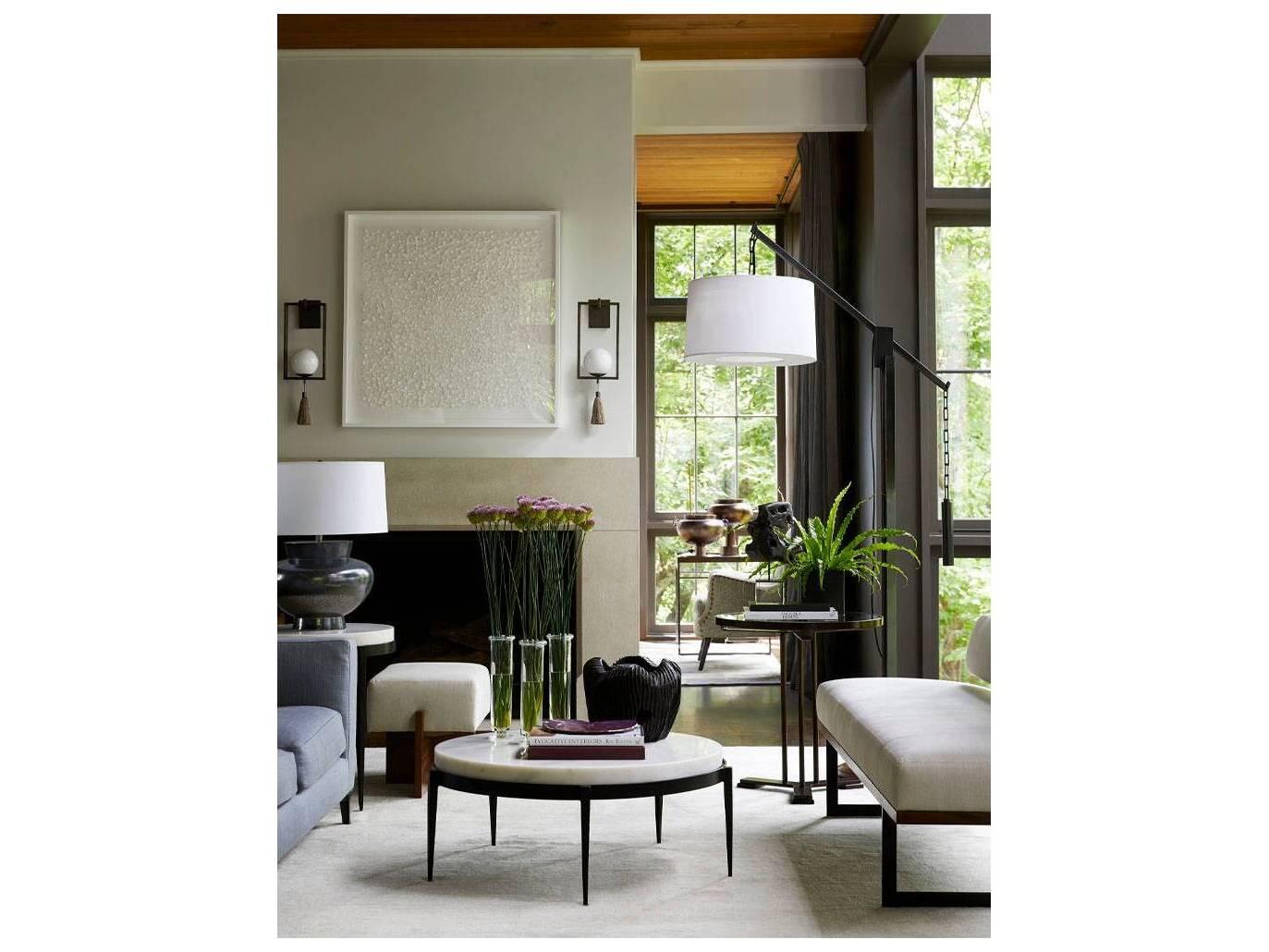 Arteriors Home Kelsie Round Marble Blackened Iron Coffee Table