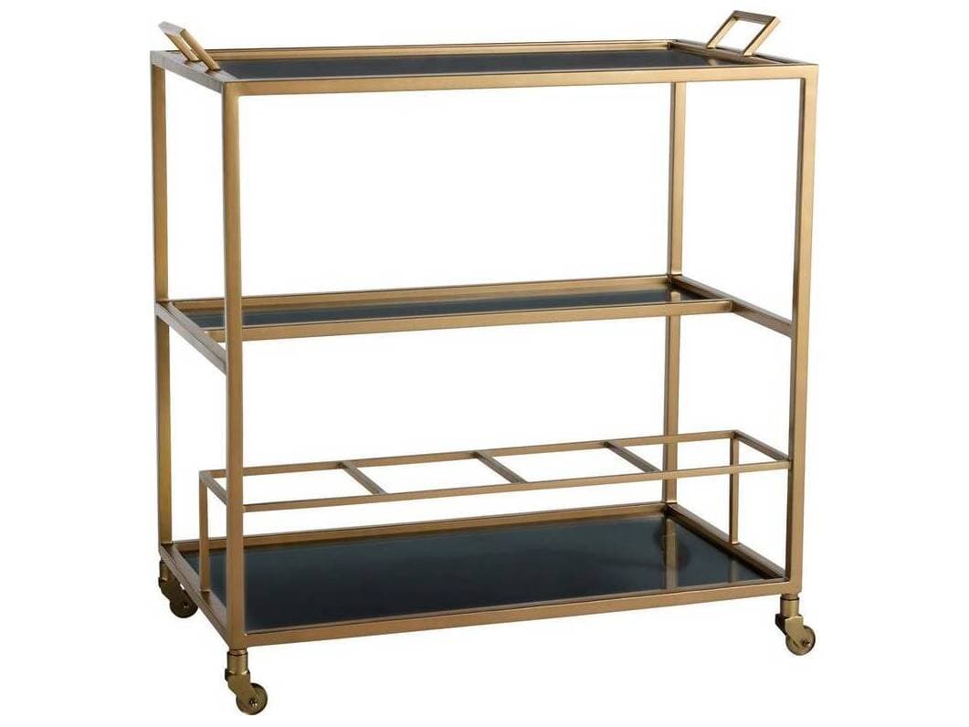 Arteriors Home Jak Glass Antique Brass Bar Cart
