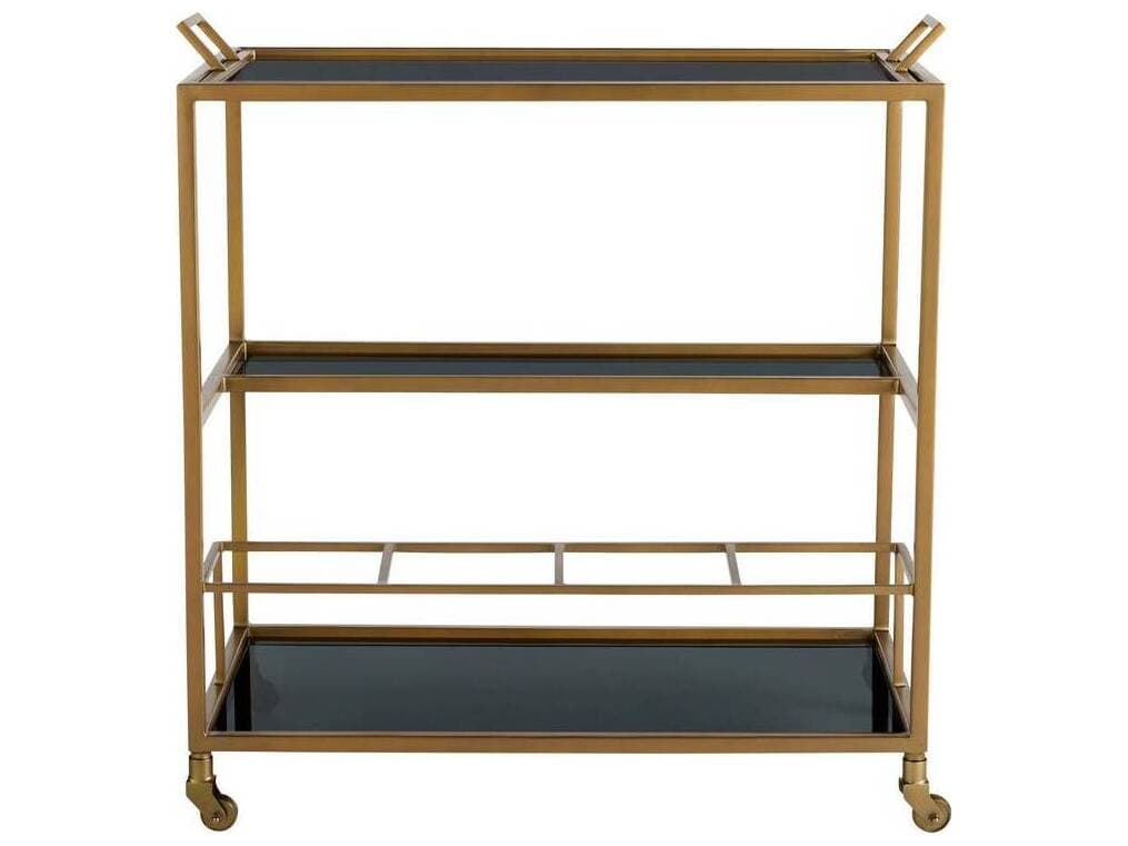 Arteriors Home Jak Glass Antique Brass Bar Cart