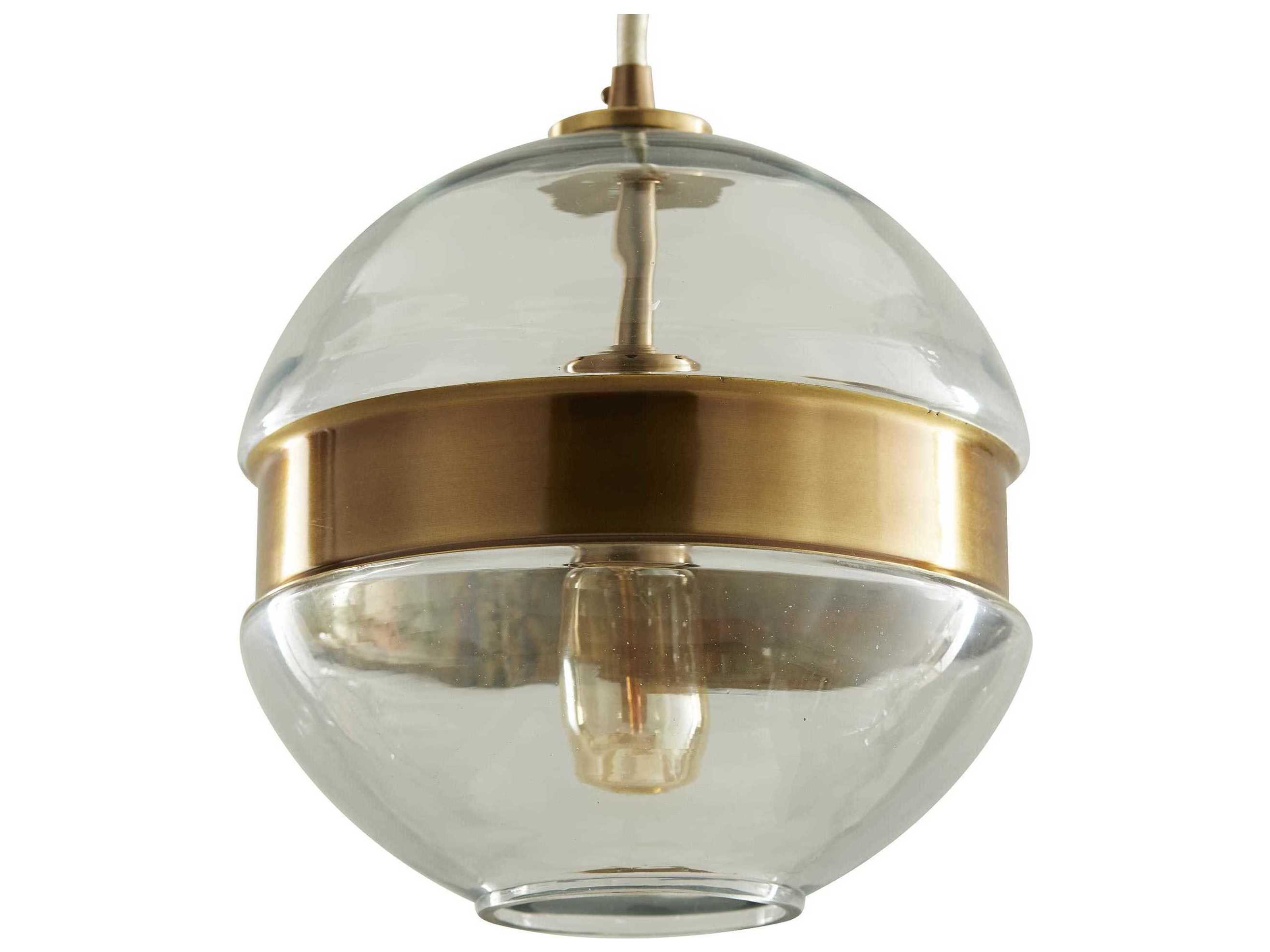 Arteriors Home Garrison 1-Light Antique Brass With Clear Glass Globe Linear Mini Pendant