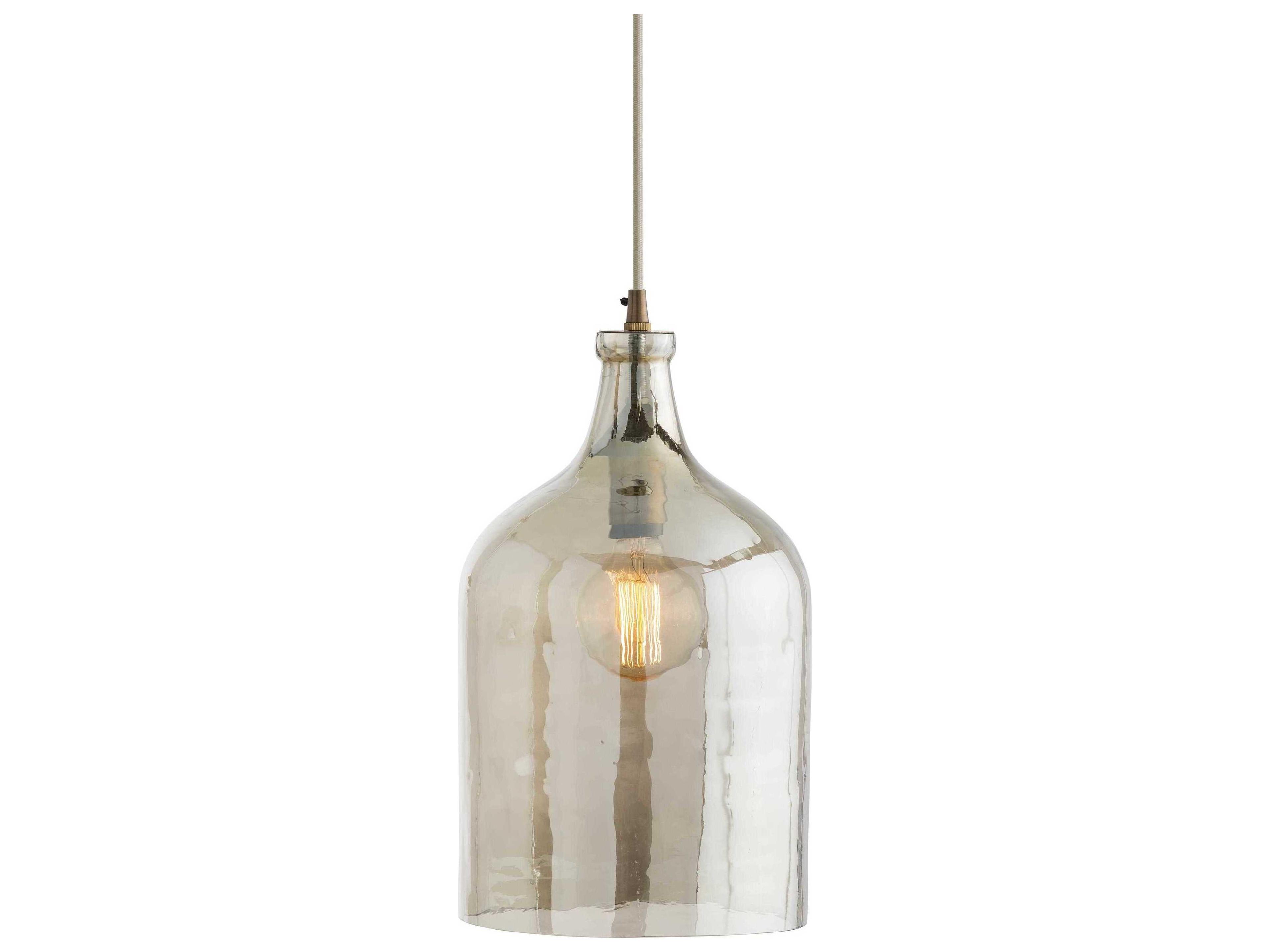 Arteriors Home Noreen 1-Light Vintage Brass With Smoke Luster Glass Bell Linear Pendant