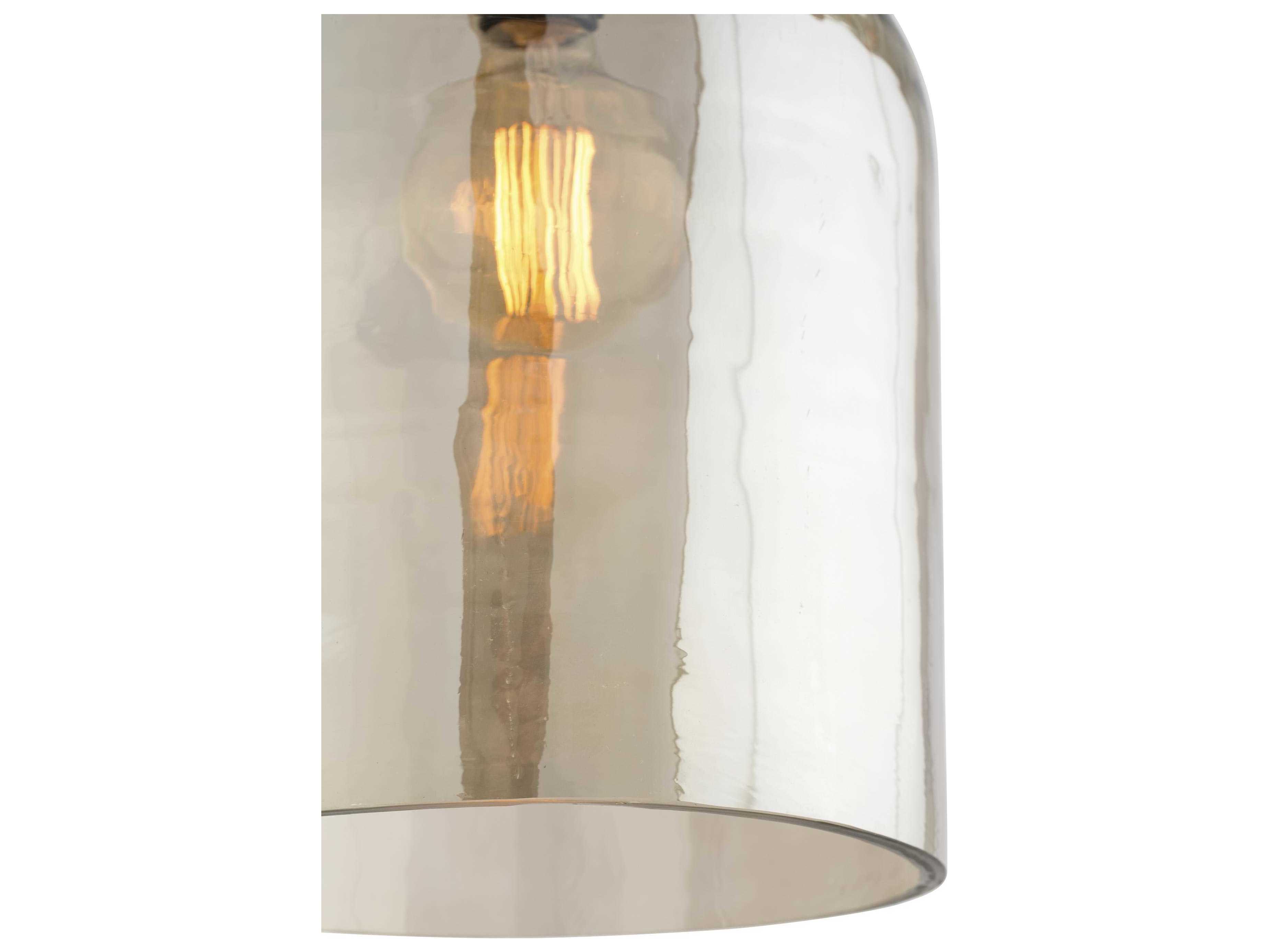 Arteriors Home Noreen 1-Light Vintage Brass With Smoke Luster Glass Bell Linear Pendant