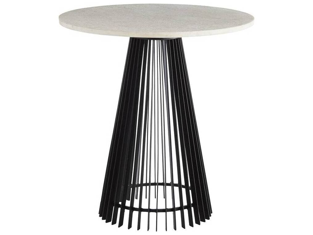 Arteriors Home Jaime Round Marble Black Iron End Table