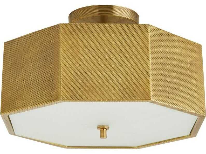Arteriors Home Grespan 2-Light Antique Brass Geometric Semi Flush Mount
