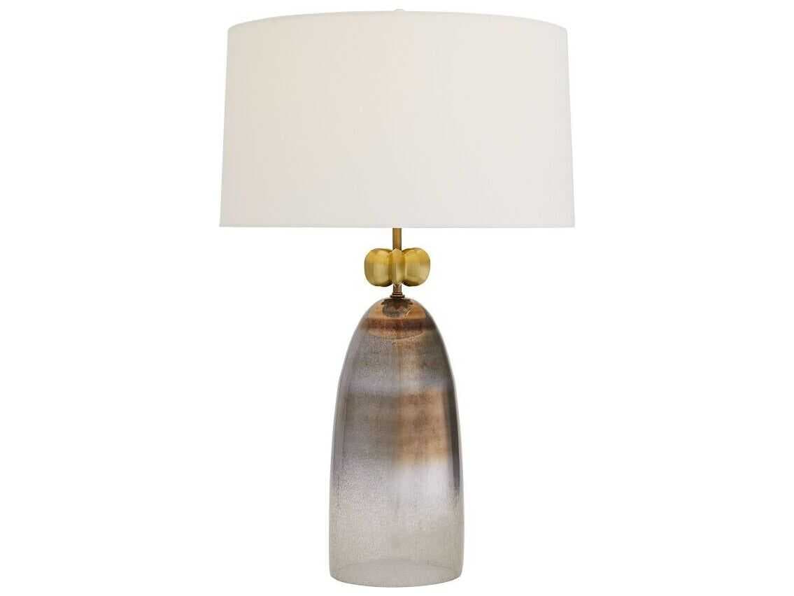 Arteriors Home Haley Smoke Luster Ombre Glass Antique Brass Gray Buffet Lamp