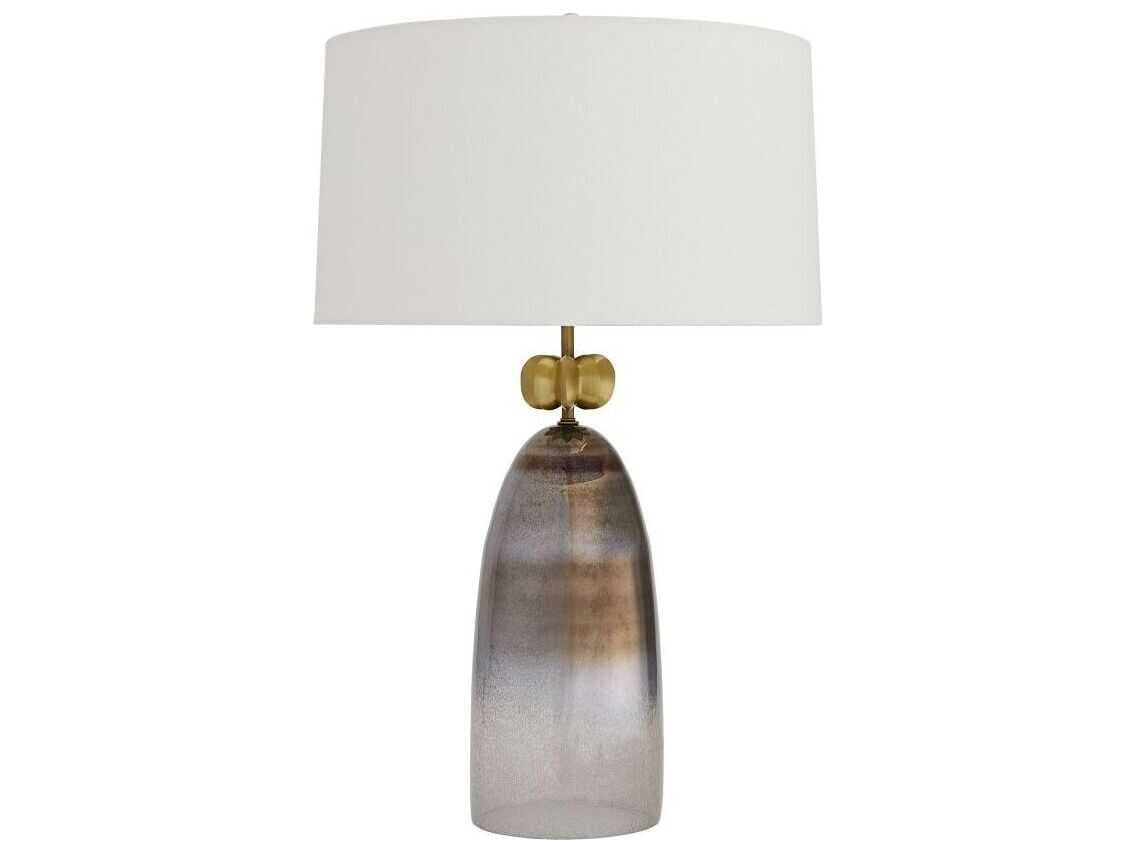 Arteriors Home Haley Smoke Luster Ombre Glass Antique Brass Gray Buffet Lamp