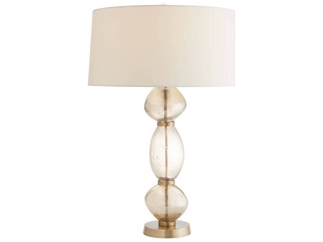 Arteriors Home Dreena Smoke Luster Seedy Glass Antique Brass Buffet Lamp