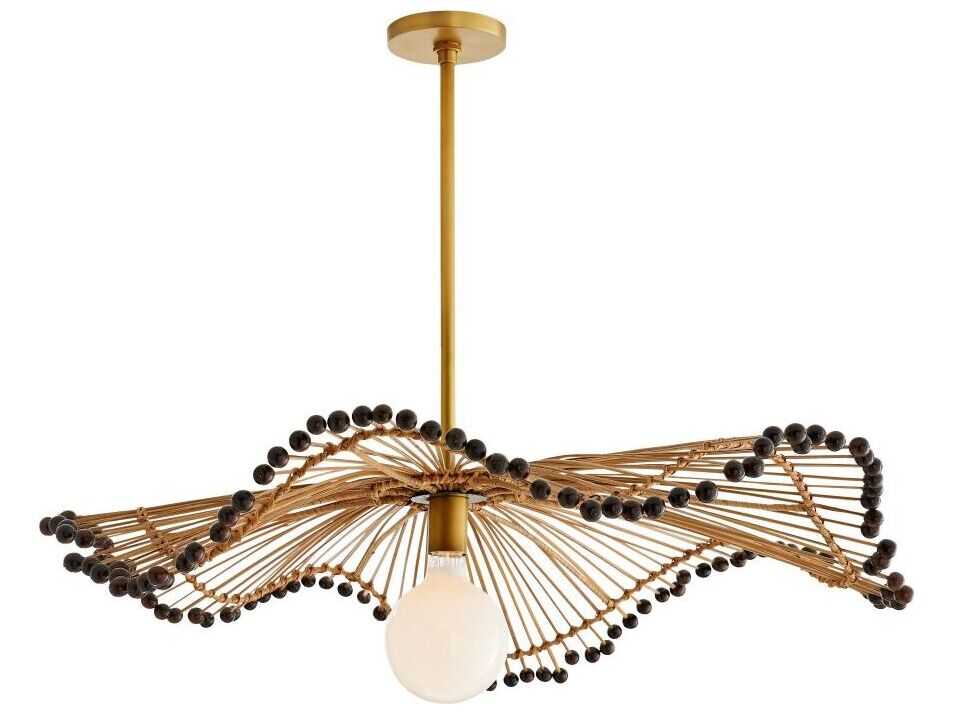 Arteriors Home Waverly 1-Light Natural Burl Rattan Antique Brass Pendant